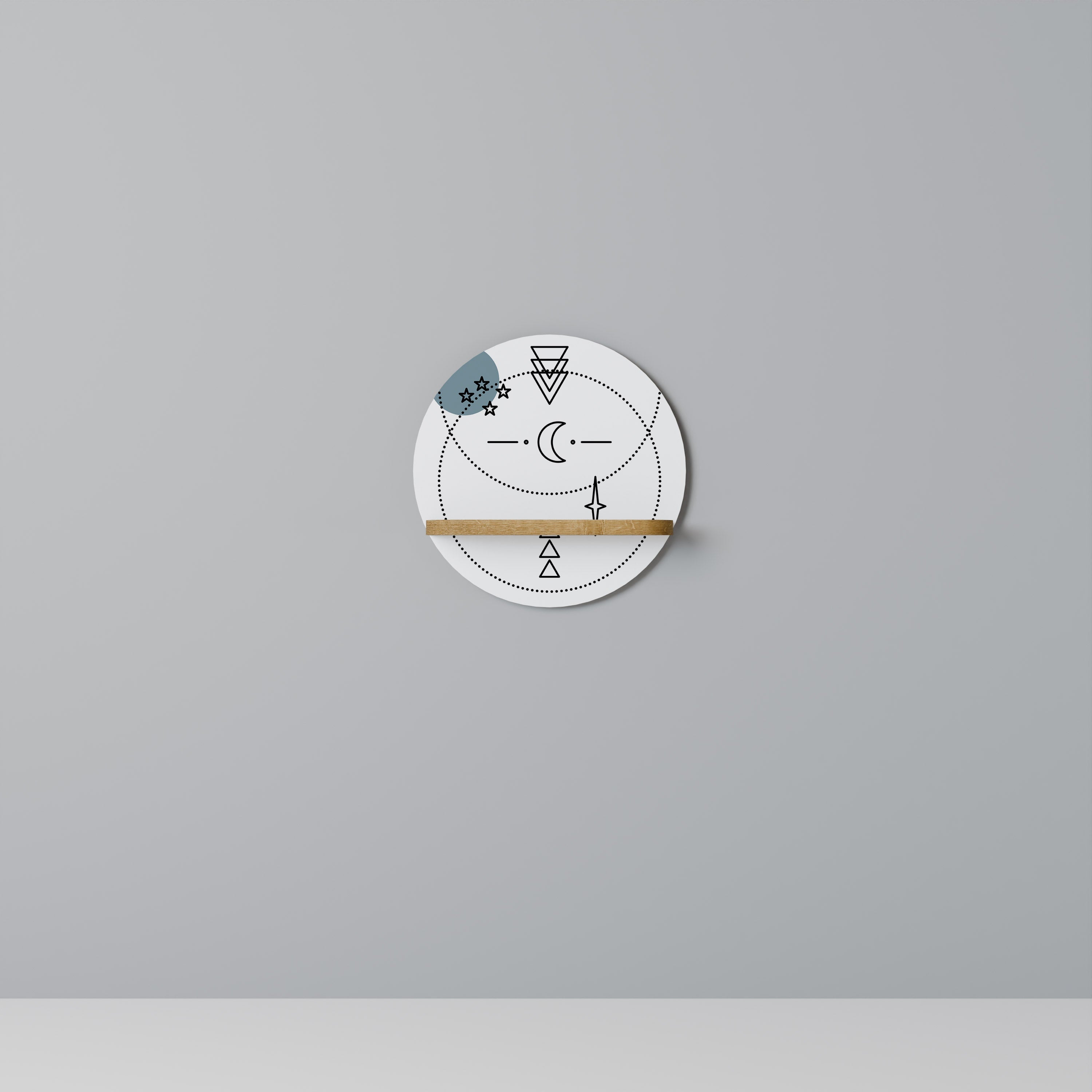 CELESTIAL BODY Prateleira Redonda Decorativa em Efeito Carvalho