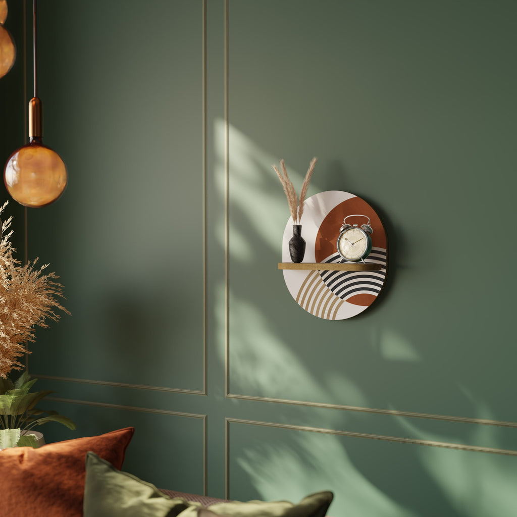 SPACE AROUND Prateleira Oval Decorativa em Efeito Carvalho