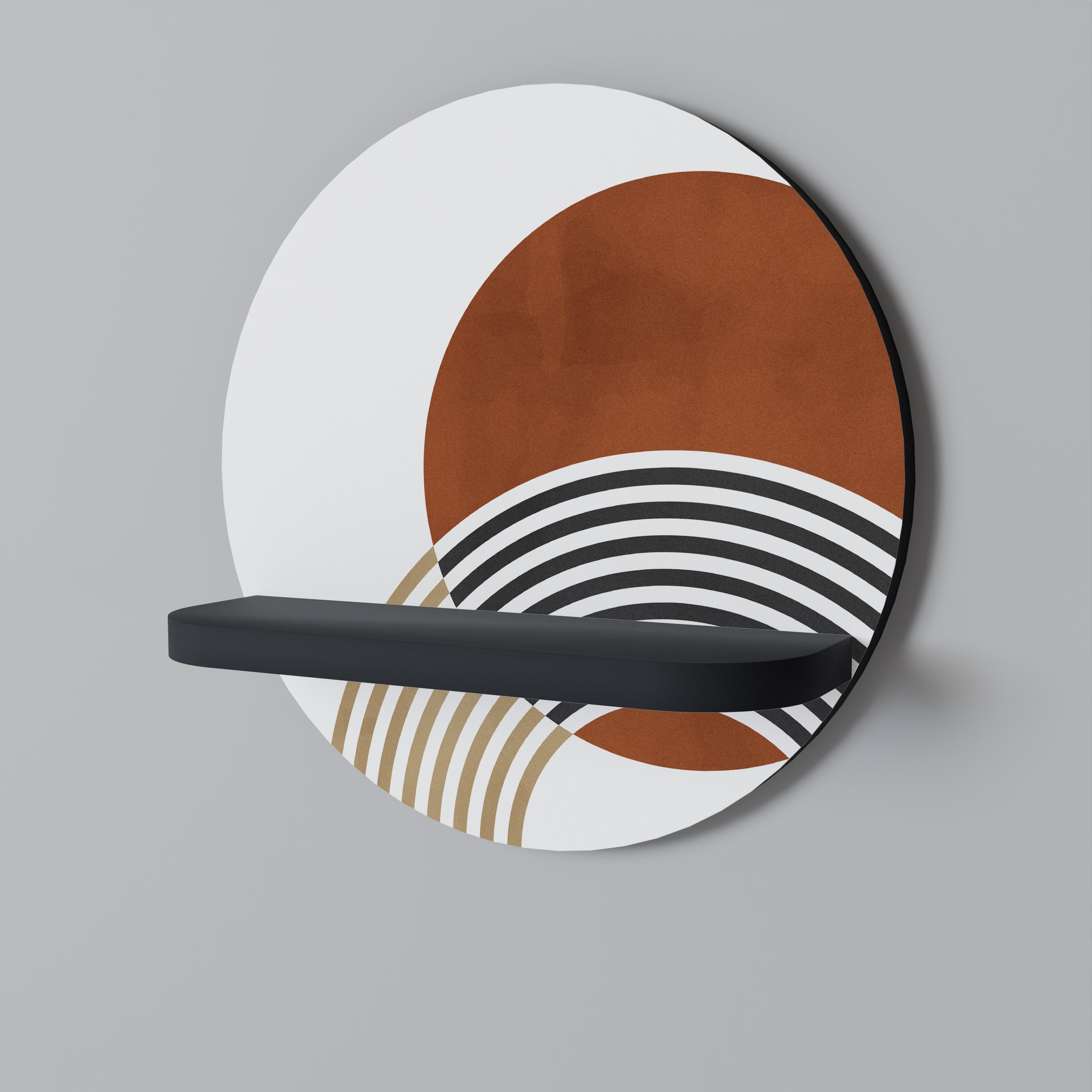 SPACE AROUND Prateleira Redonda Decorativa em Acabamento Preto