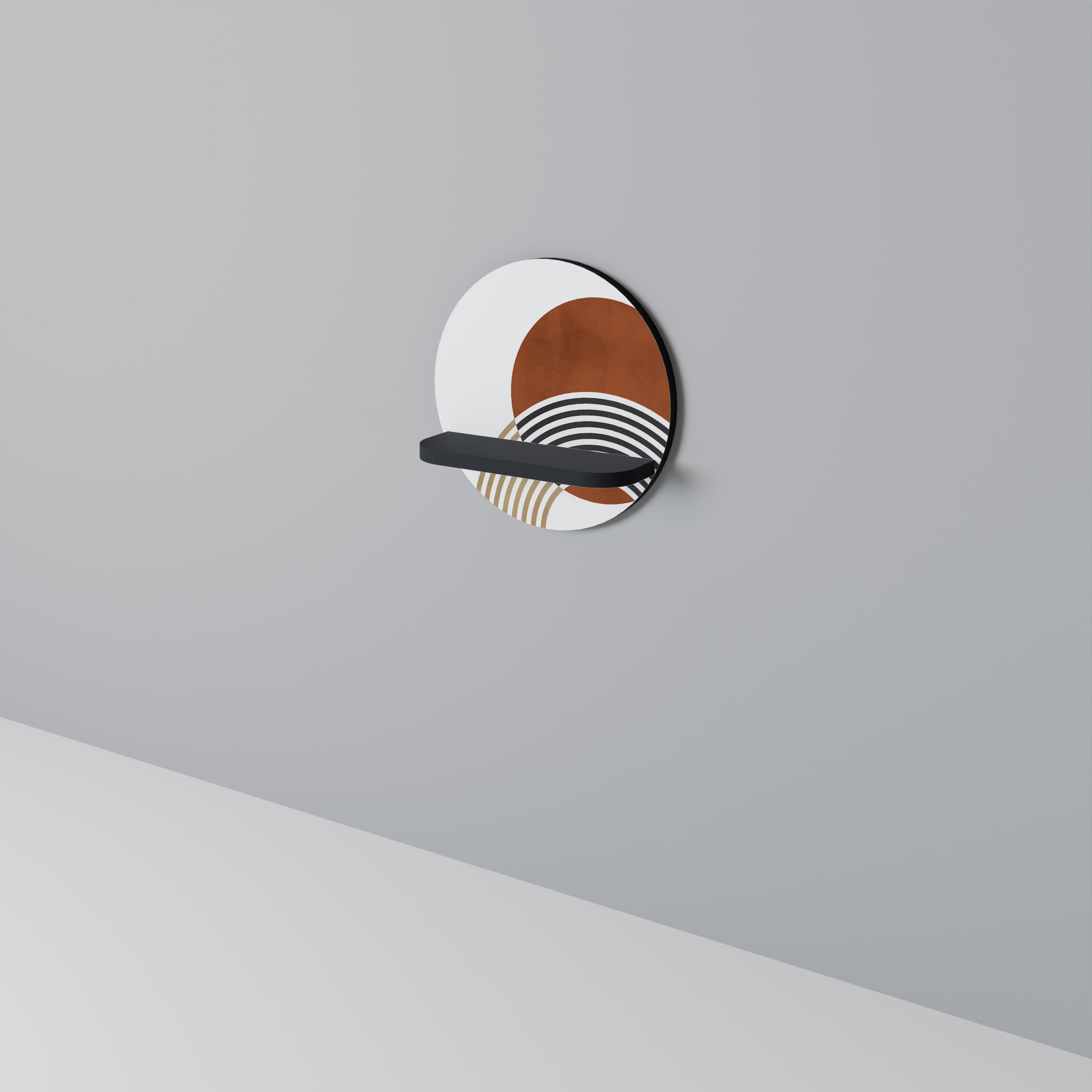 SPACE AROUND Prateleira Redonda Decorativa em Acabamento Preto