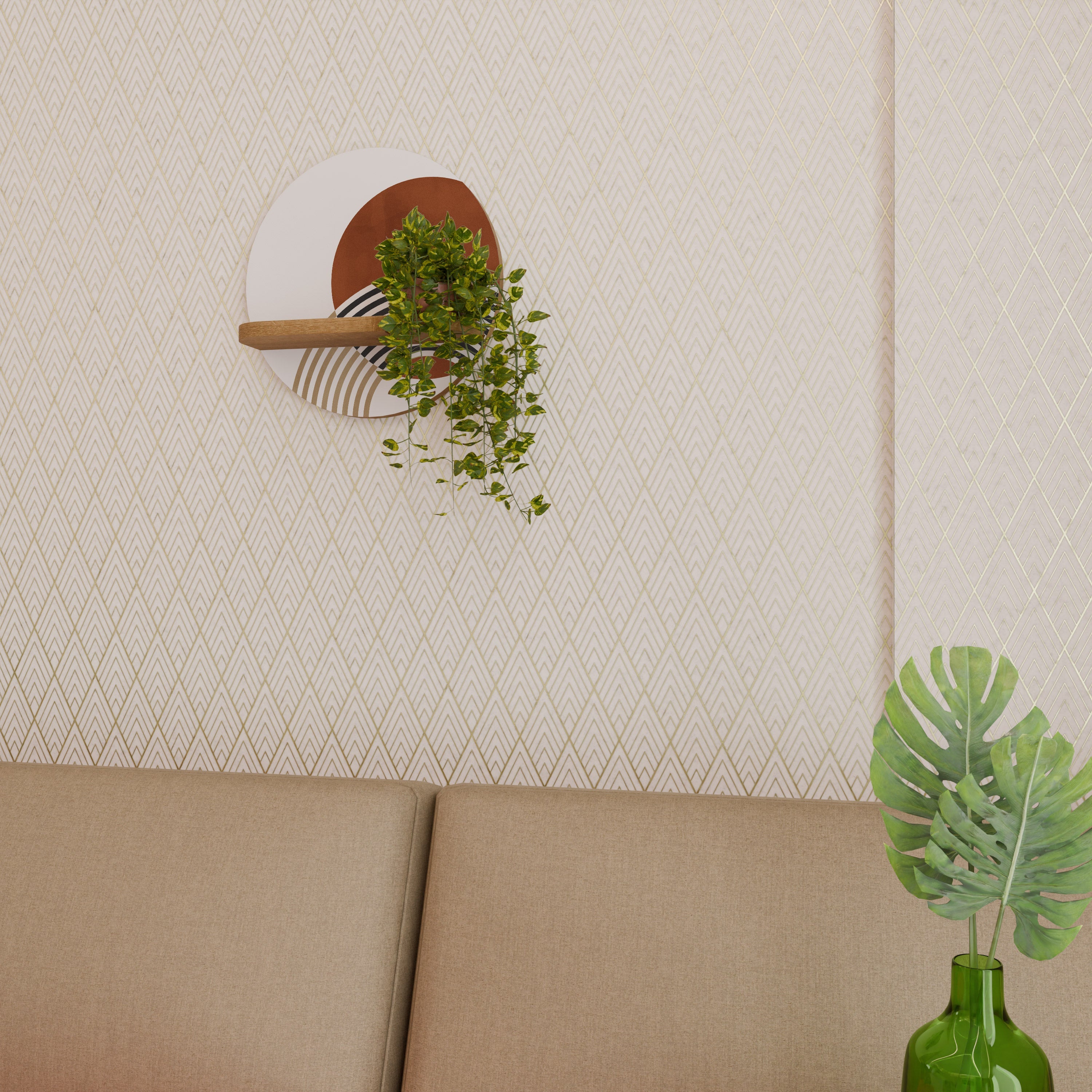 SPACE AROUND Prateleira Redonda Decorativa em Efeito Carvalho