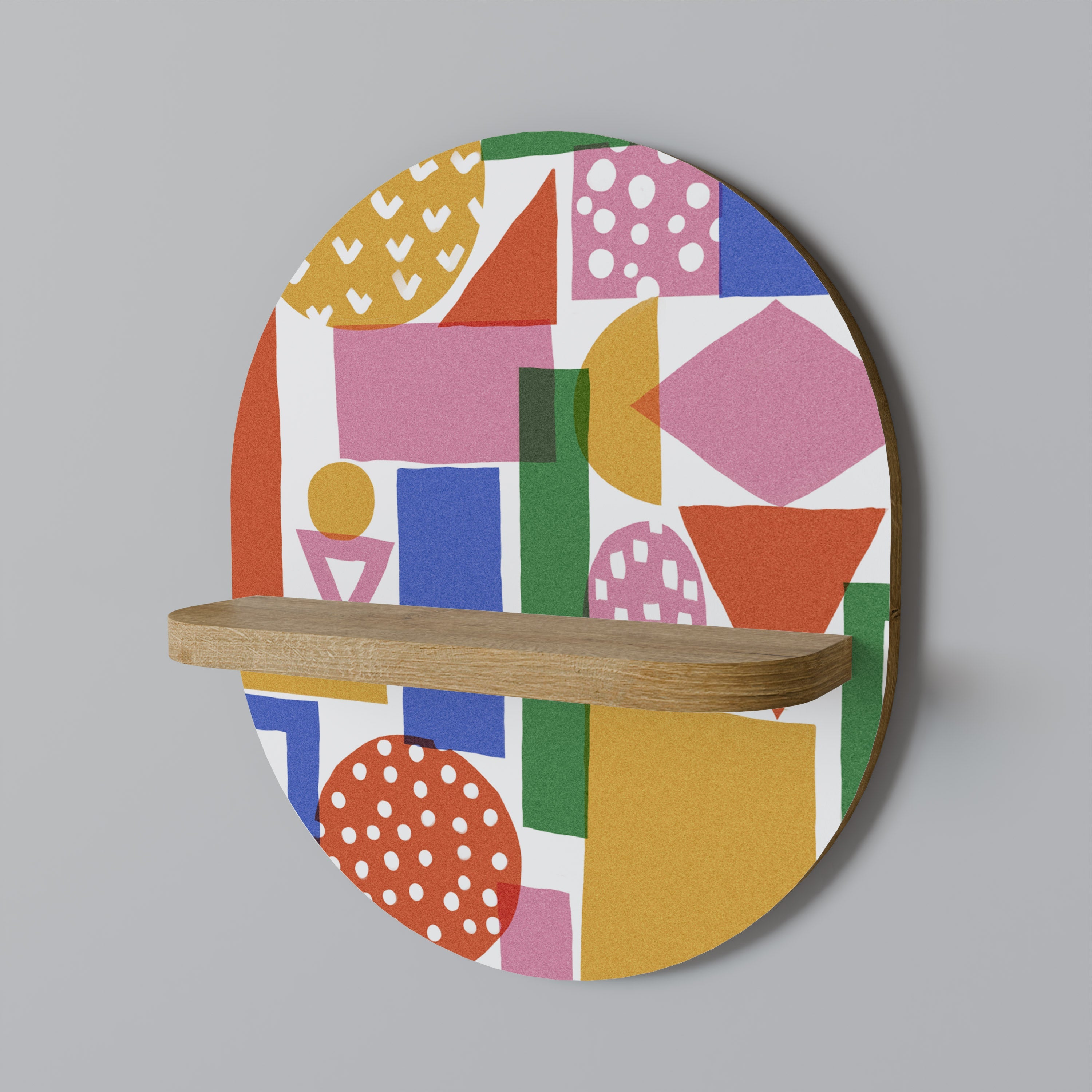 GEOMETRIC GLIMMER Prateleira Oval Decorativa em Efeito Carvalho