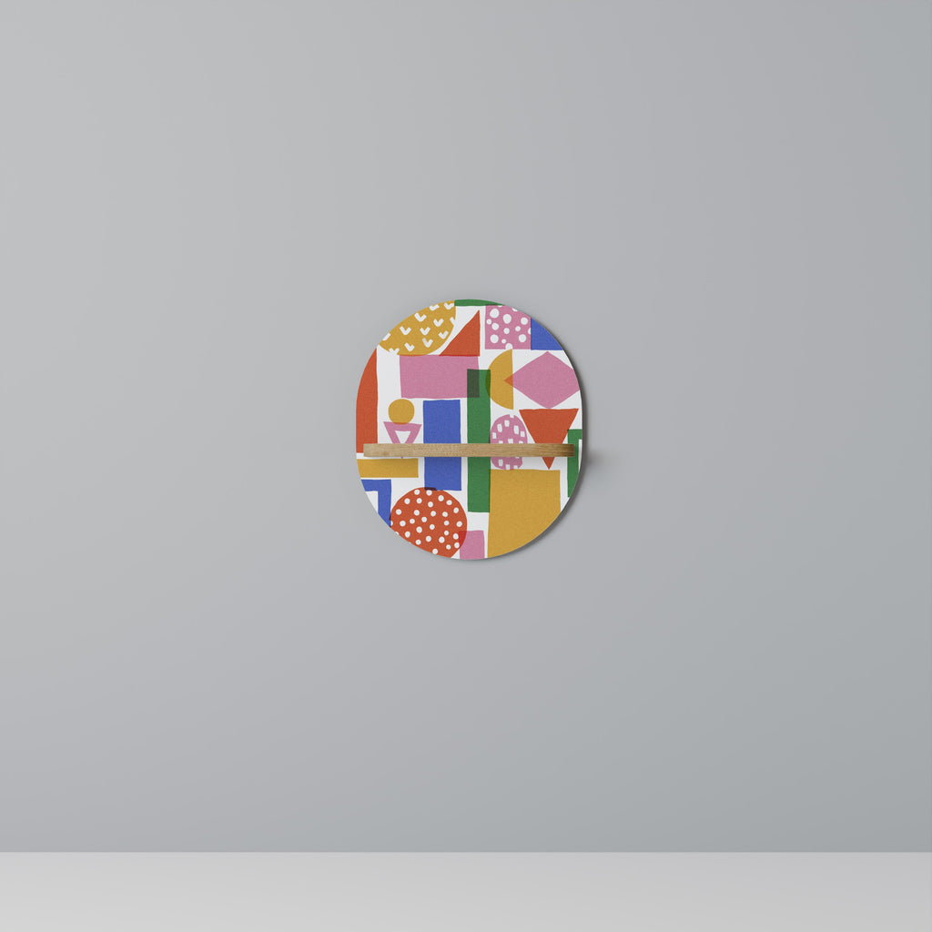 GEOMETRIC GLIMMER Prateleira Oval Decorativa em Efeito Carvalho