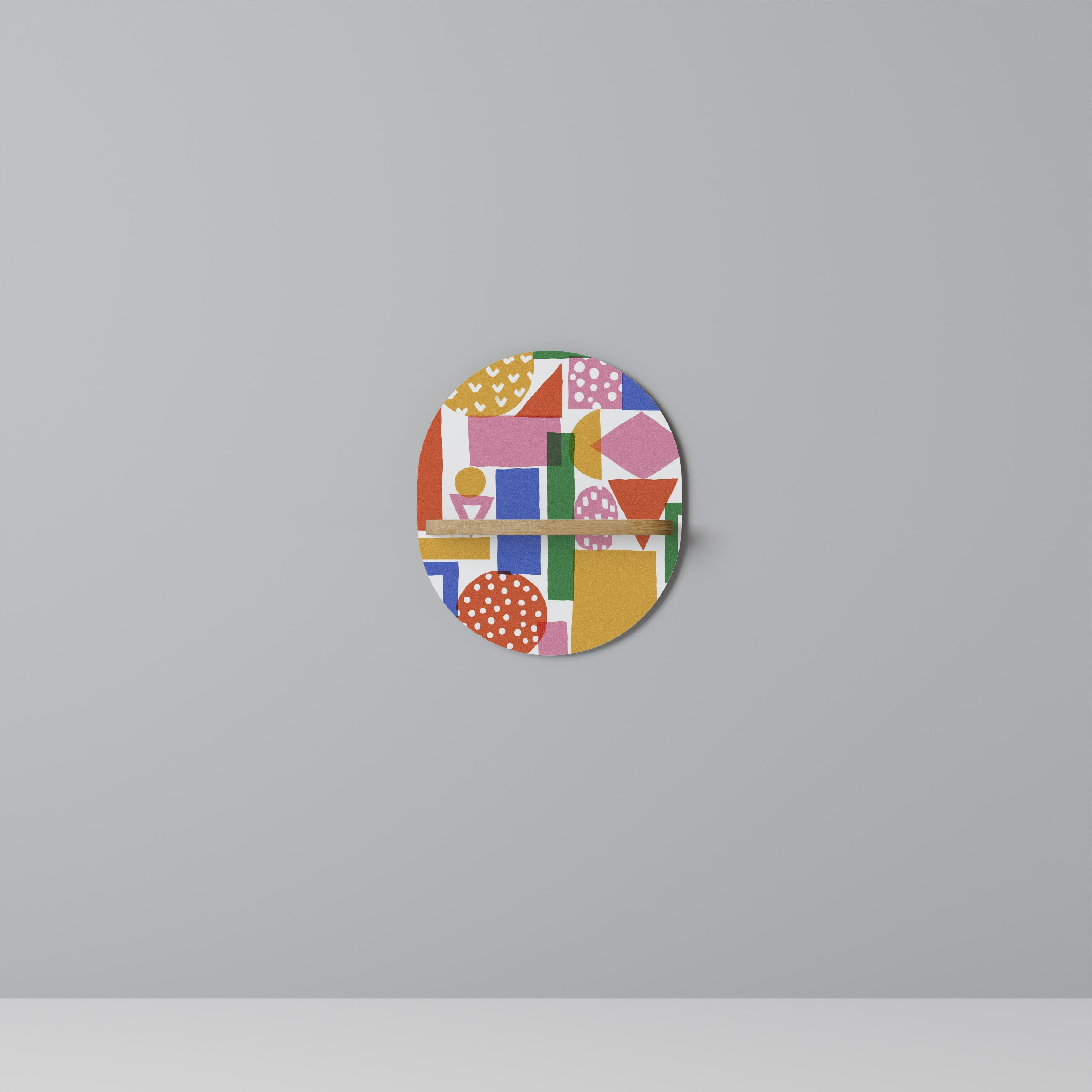 GEOMETRIC GLIMMER Prateleira Oval Decorativa em Efeito Carvalho