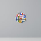 GEOMETRIC GLIMMER Round Art Shelf In Black Finish