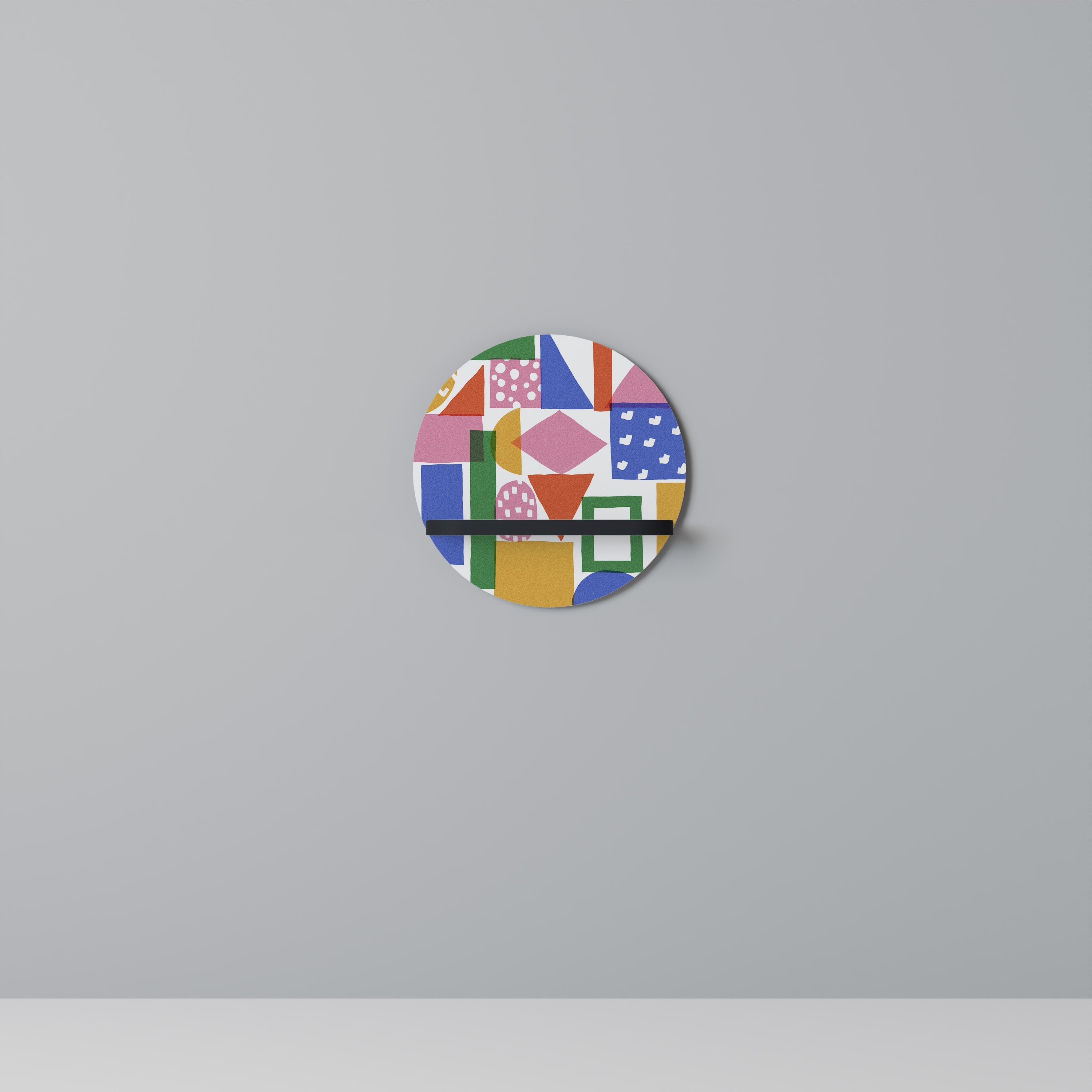 GEOMETRIC GLIMMER Prateleira Redonda Decorativa em Acabamento Preto