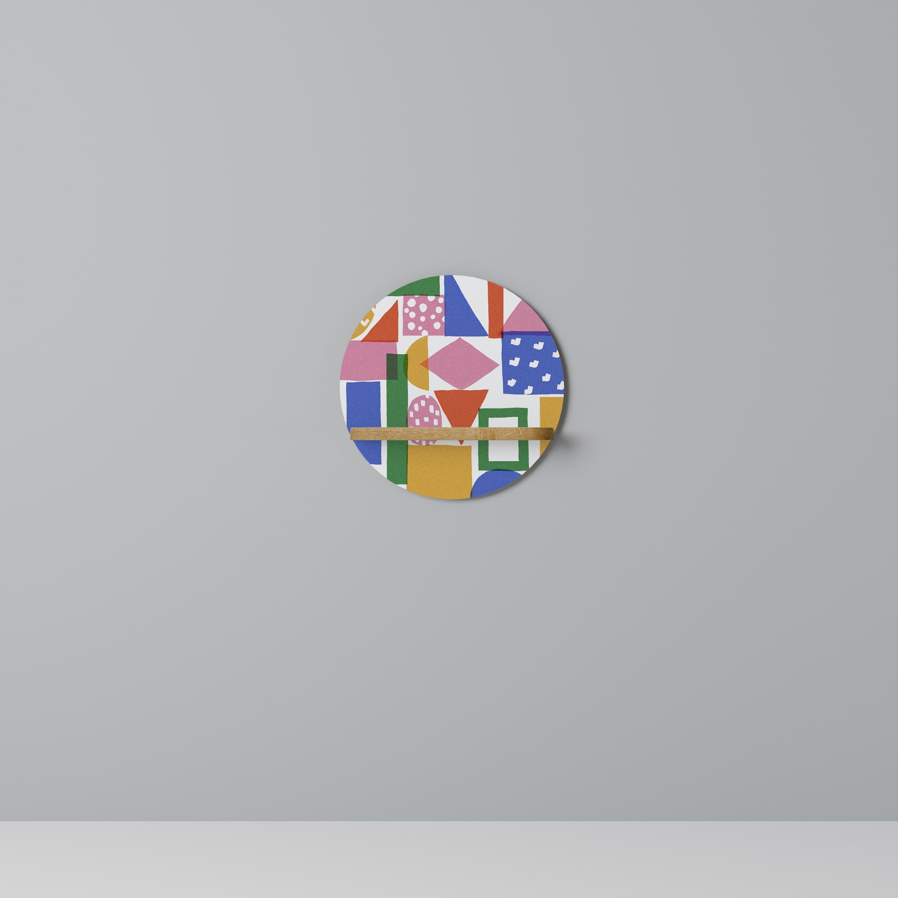 GEOMETRIC GLIMMER Prateleira Redonda Decorativa em Efeito Carvalho