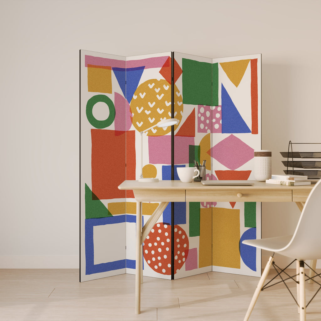 GEOMETRIC GLIMMER Biombo Decorativo de 4 Painéis