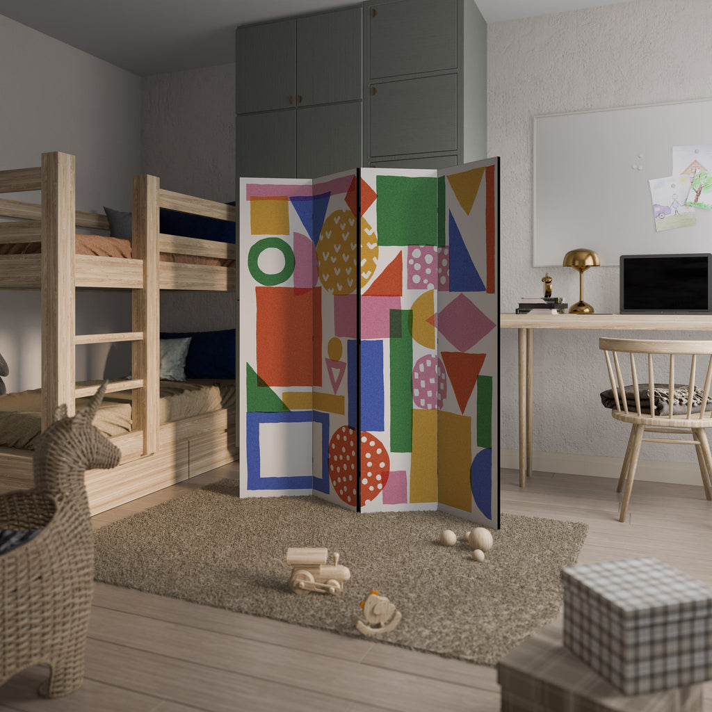 GEOMETRIC GLIMMER Biombo Decorativo de 4 Painéis