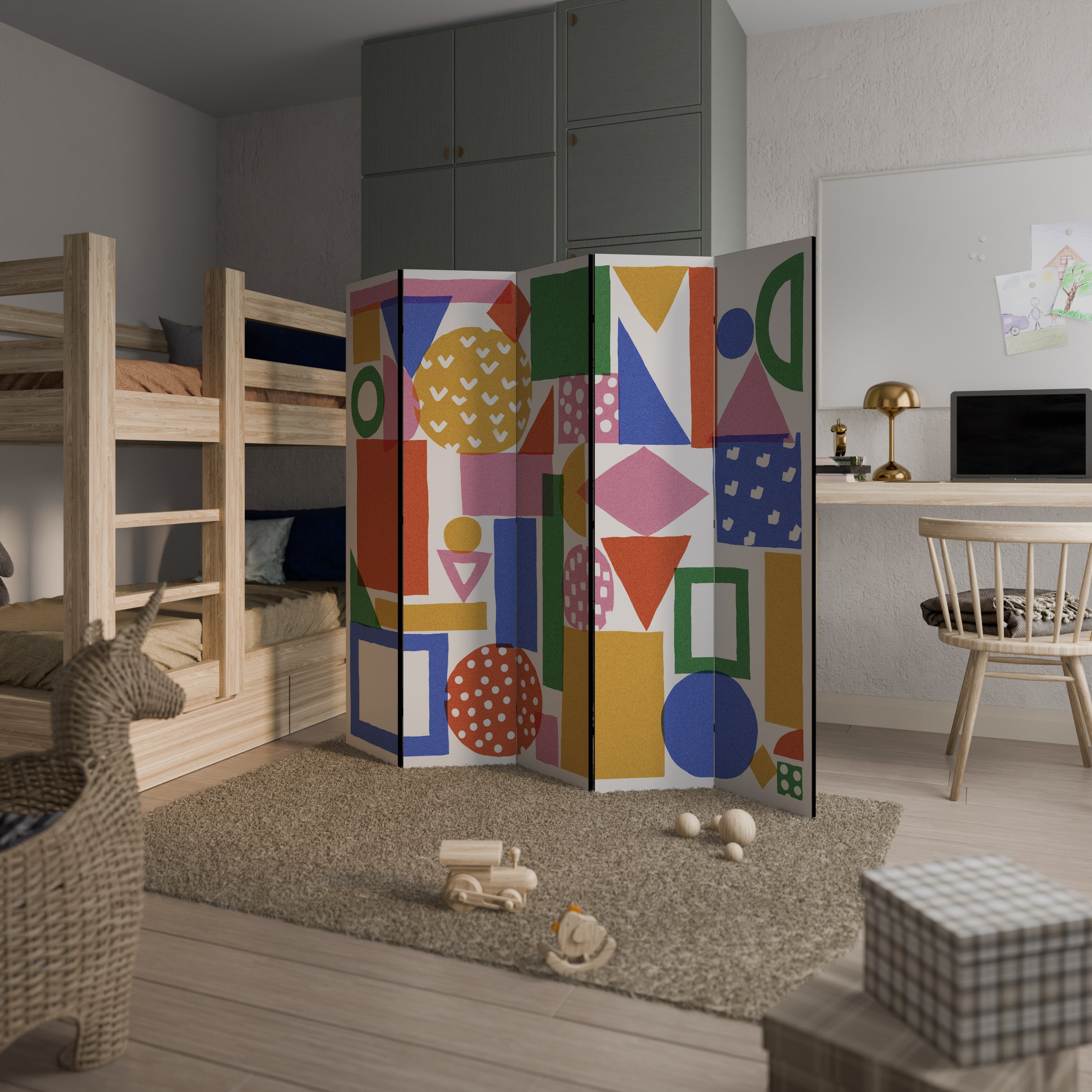 GEOMETRIC GLIMMER Biombo Decorativo de 5 Painéis