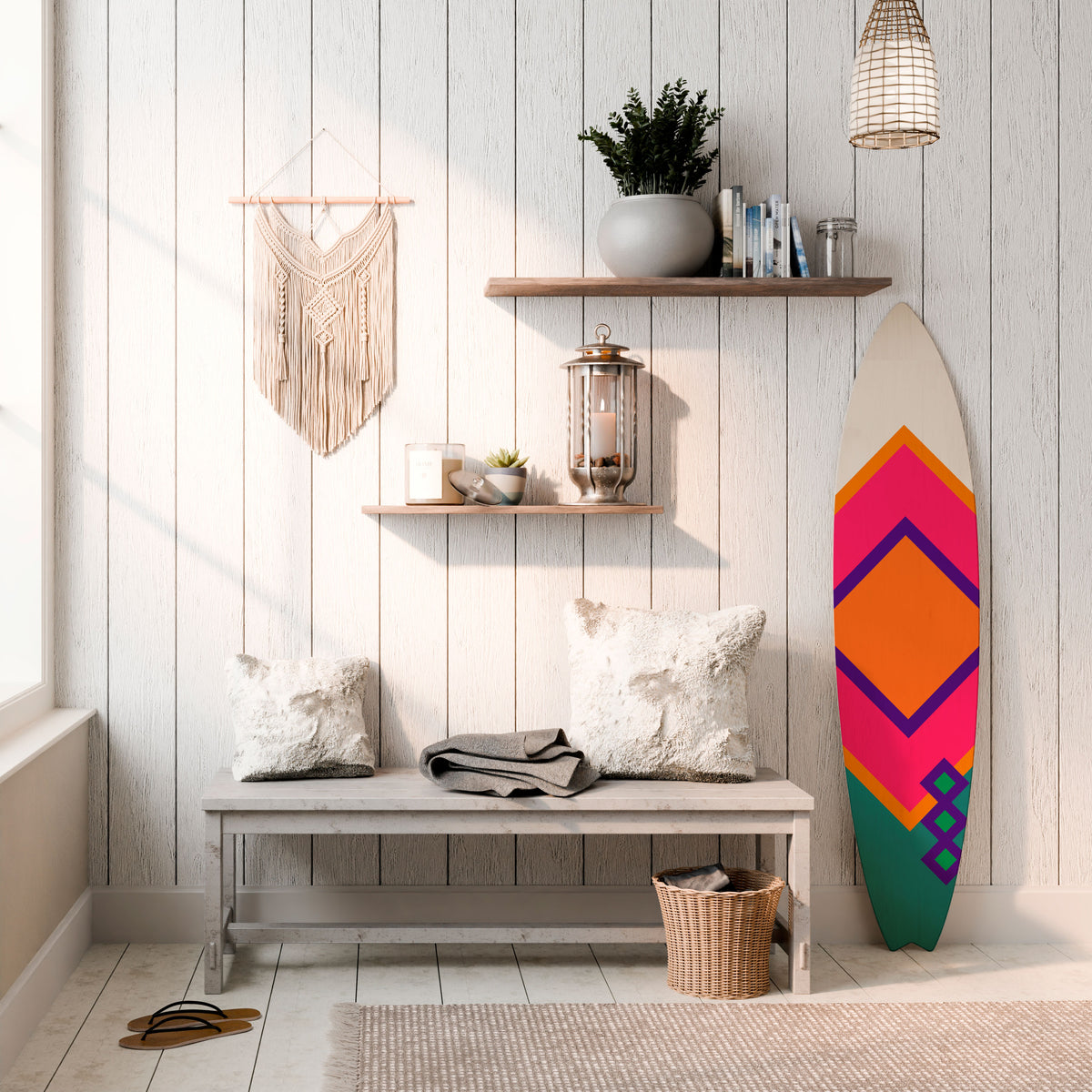 LUMINOUS BRILLIANCE Painel Decorativo Prancha de Surf