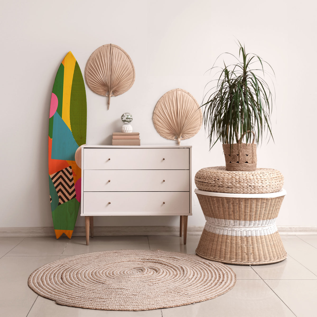 RADIANT HUES Painel Decorativo Prancha de Surf