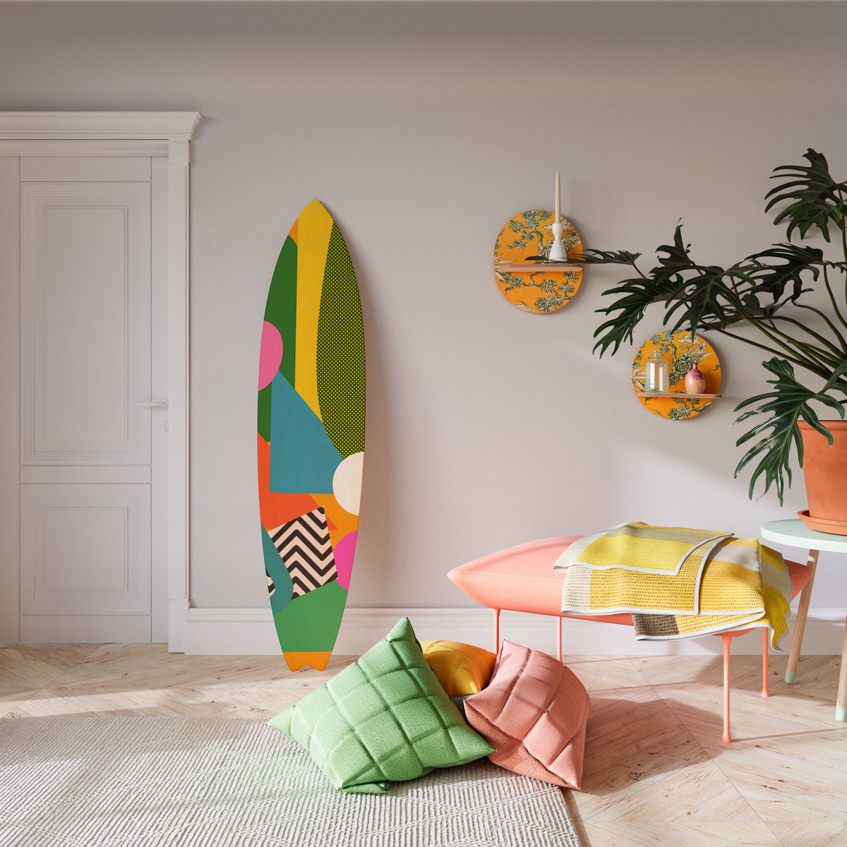 RADIANT HUES Painel Decorativo Prancha de Surf