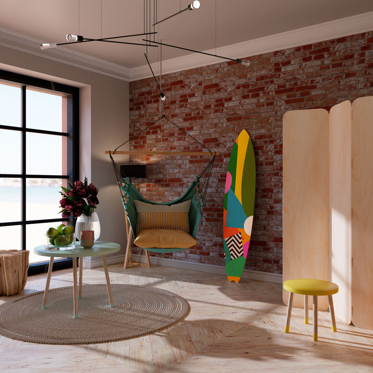 RADIANT HUES Painel Decorativo Prancha de Surf