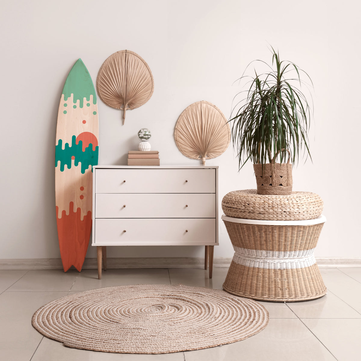 MORNING BREAK Painel Decorativo Prancha de Surf