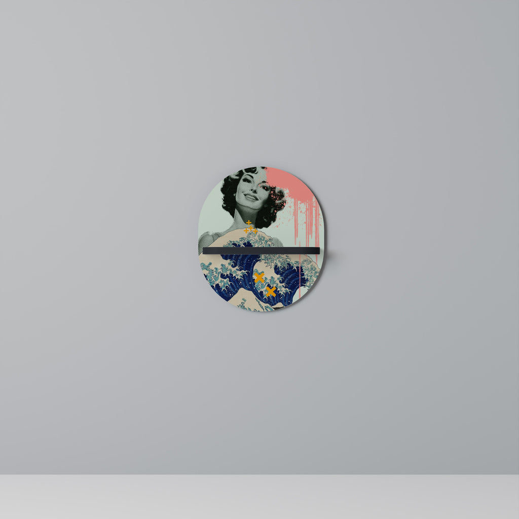 KANAGAWA BEAUTY Oval Art Shelf In Black Finish