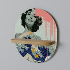 KANAGAWA BEAUTY Prateleira Oval Decorativa em Efeito Carvalho