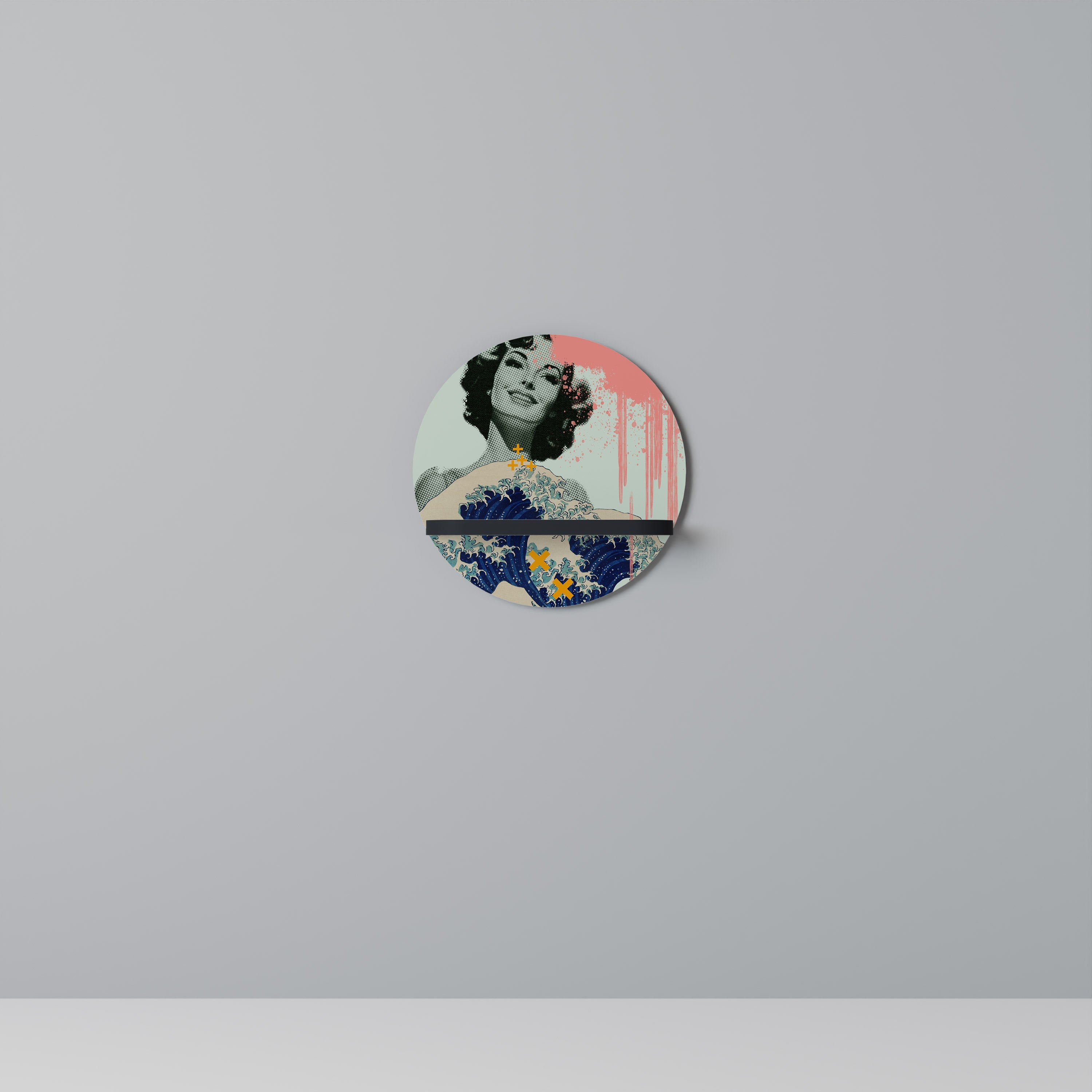 KANAGAWA BEAUTY Prateleira Redonda Decorativa em Acabamento Preto