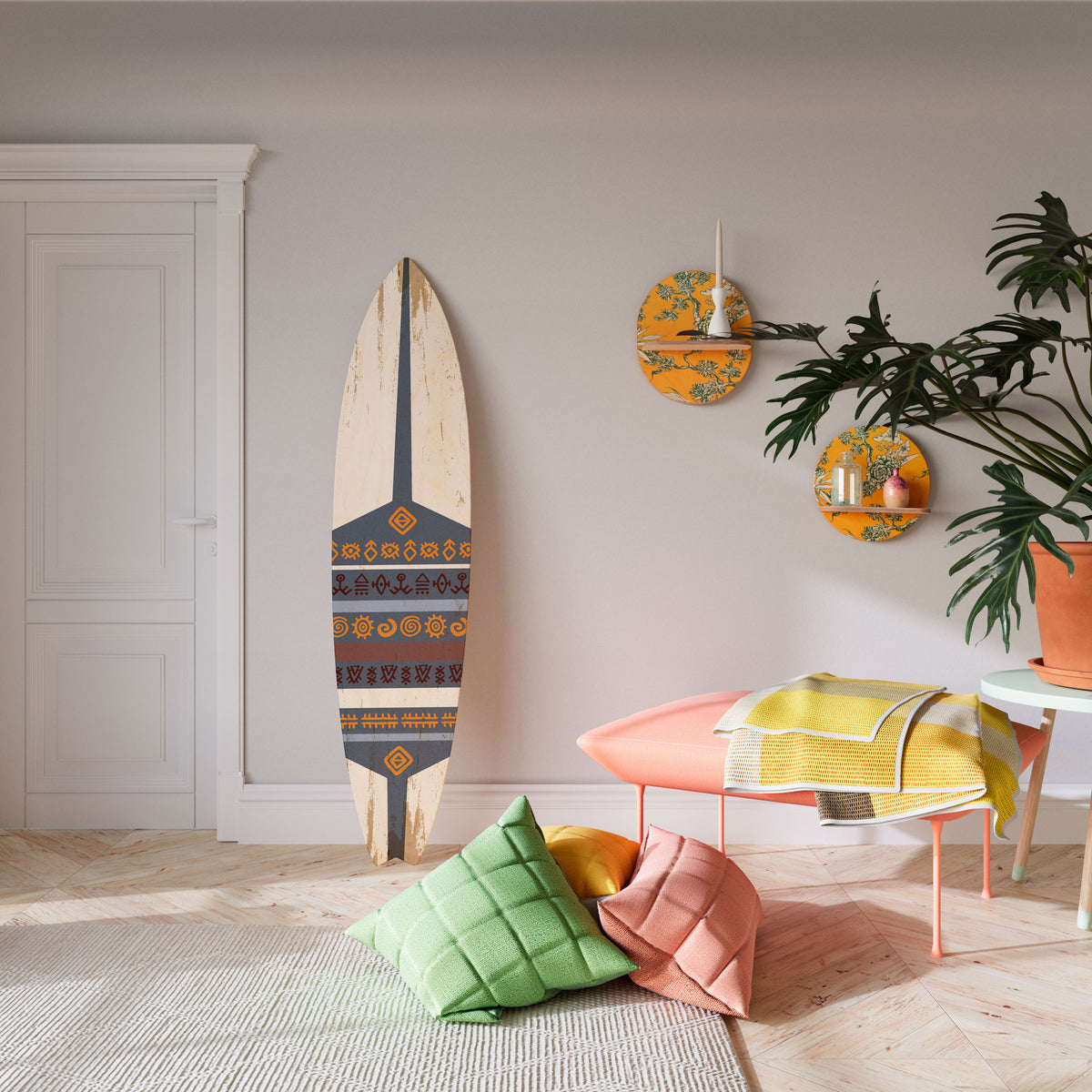 AFRICAN VINTAGE Painel Decorativo Prancha de Surf