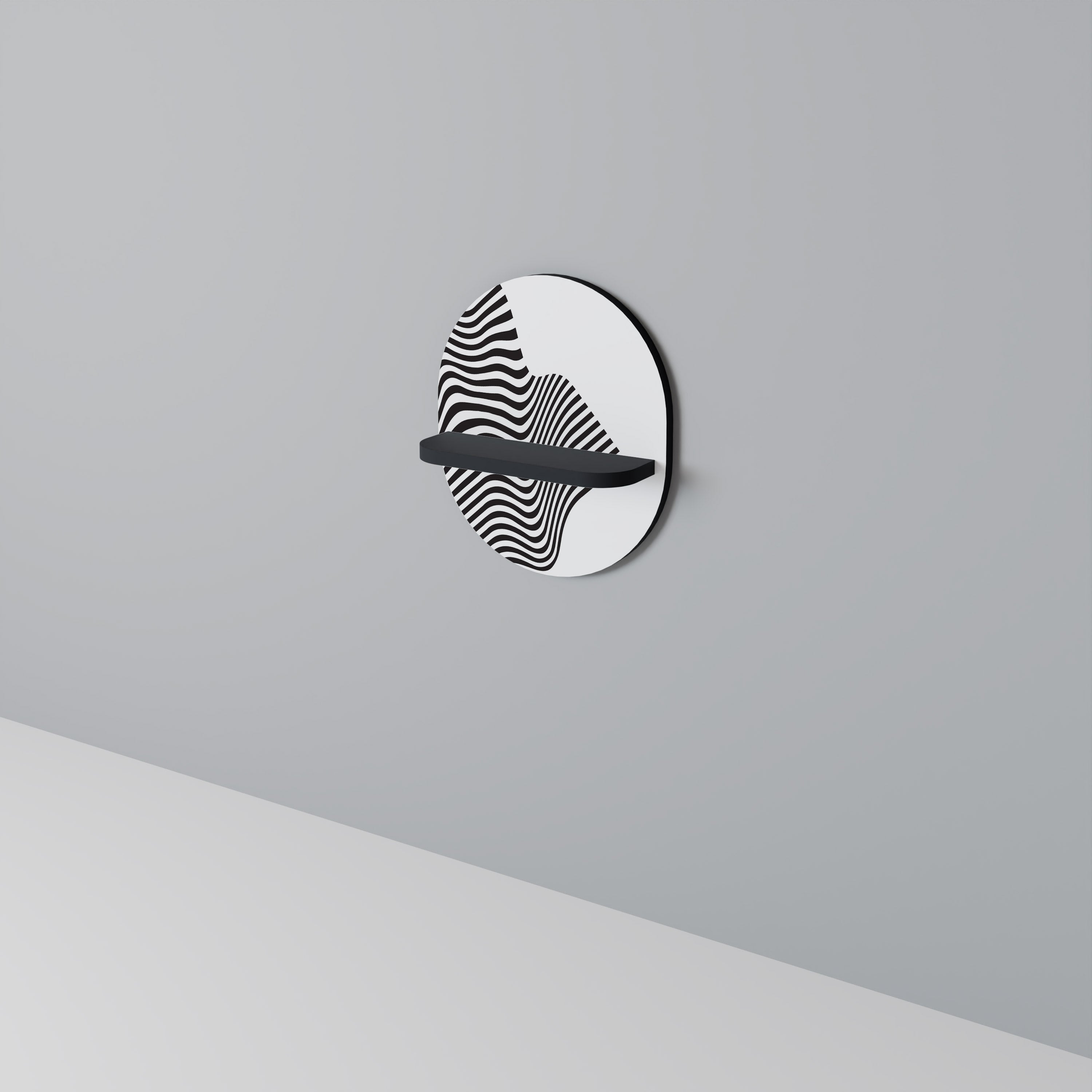 ILLUSIONARY FLOW Prateleira Oval Decorativa em Acabamento Preto