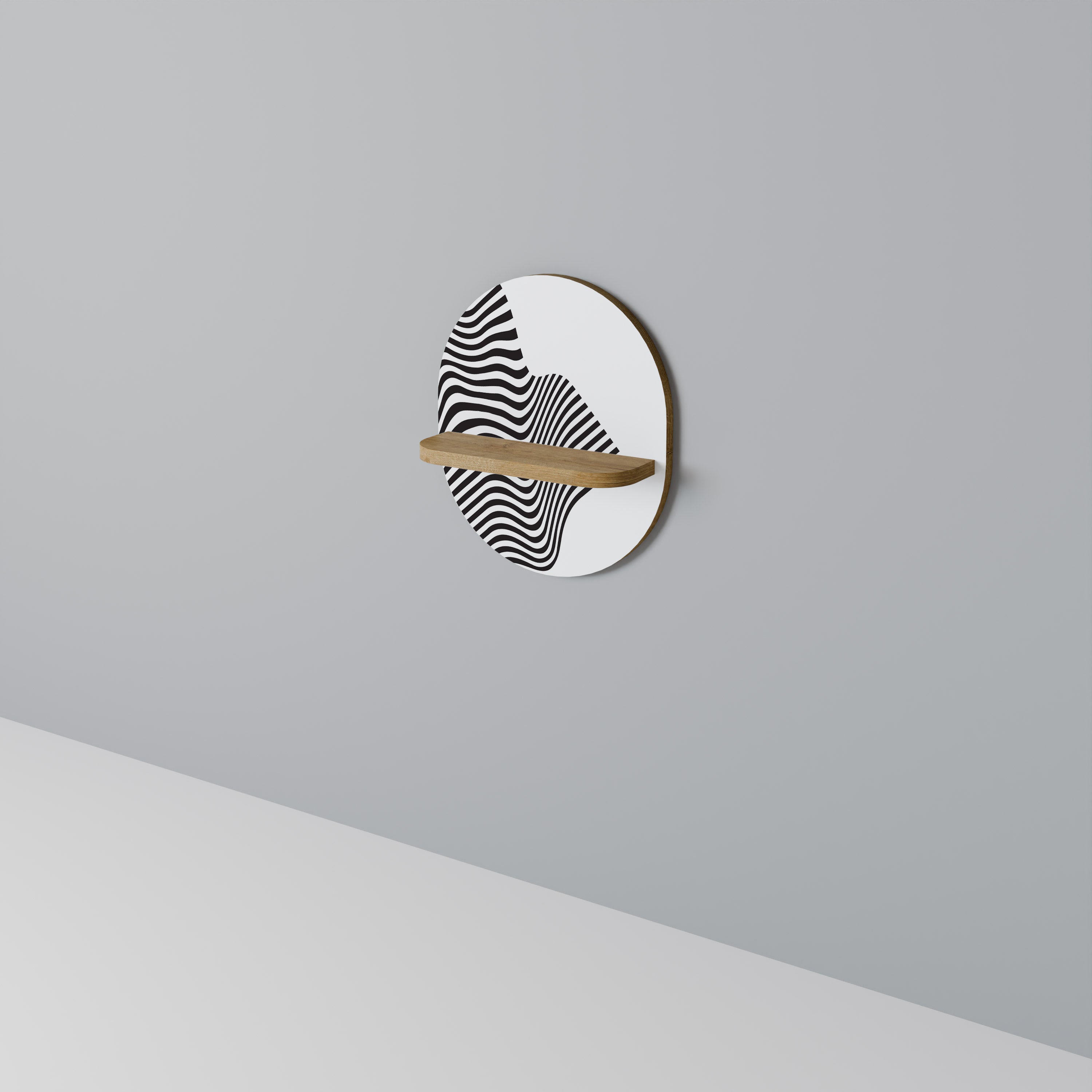 ILLUSIONARY FLOW Prateleira Oval Decorativa em Efeito Carvalho