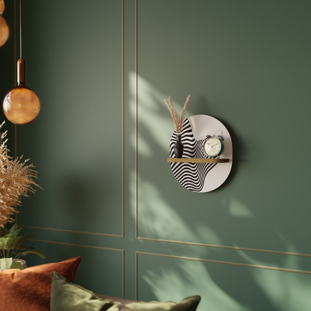 ILLUSIONARY FLOW Prateleira Oval Decorativa em Efeito Carvalho