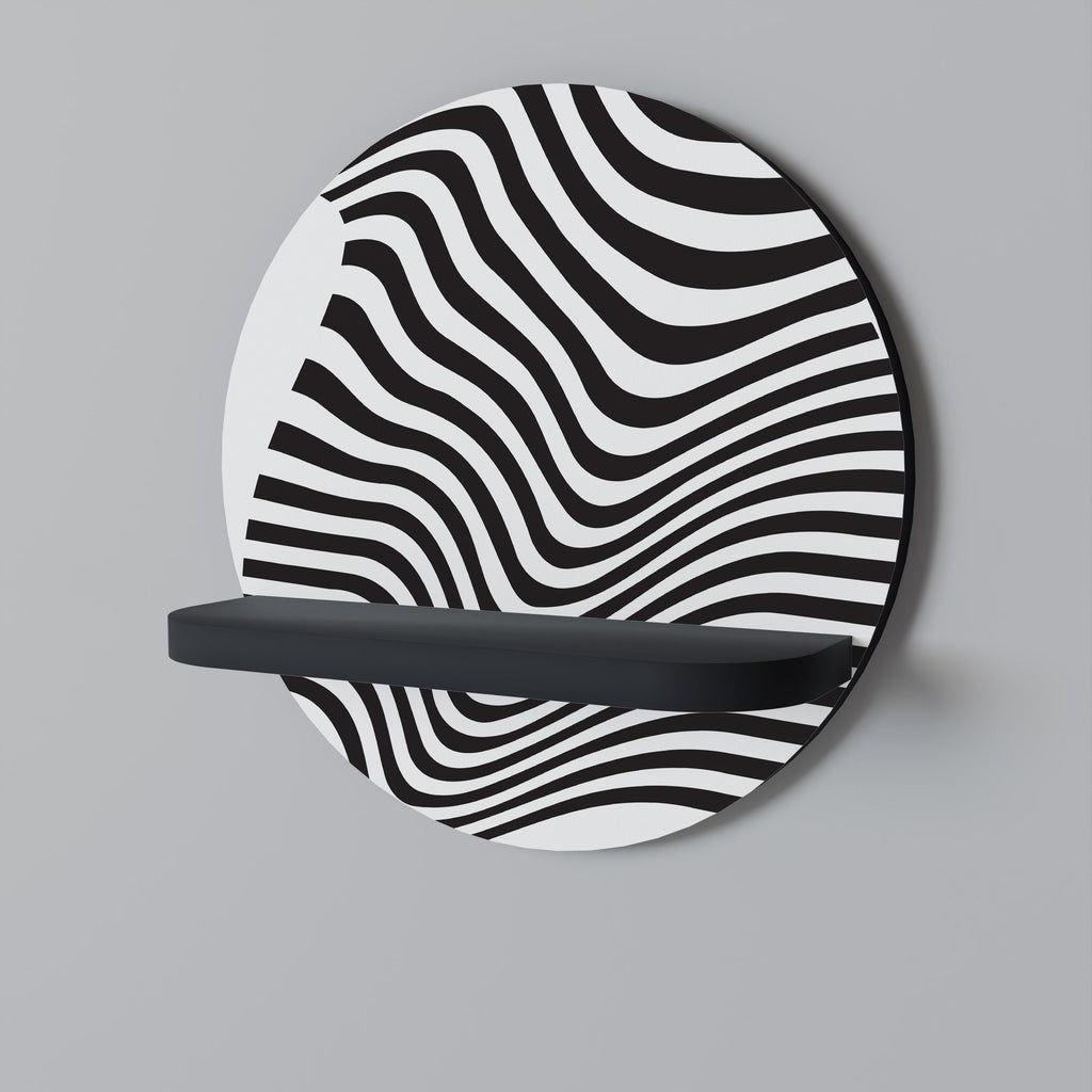 ILLUSIONARY FLOW Round Art Shelf In Black Finish