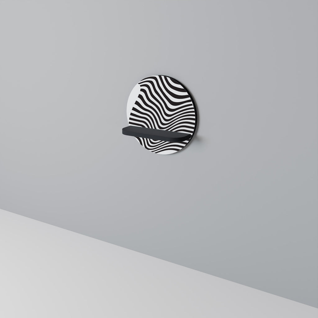 ILLUSIONARY FLOW Round Art Shelf In Black Finish