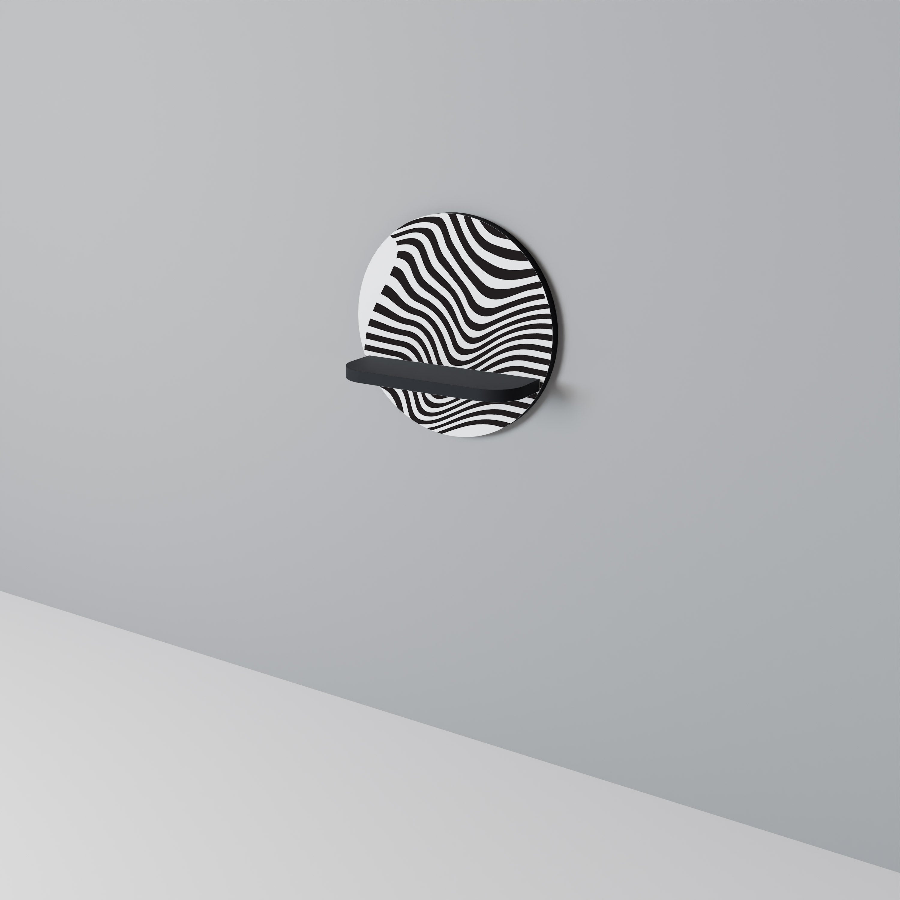 ILLUSIONARY FLOW Prateleira Redonda Decorativa em Acabamento Preto