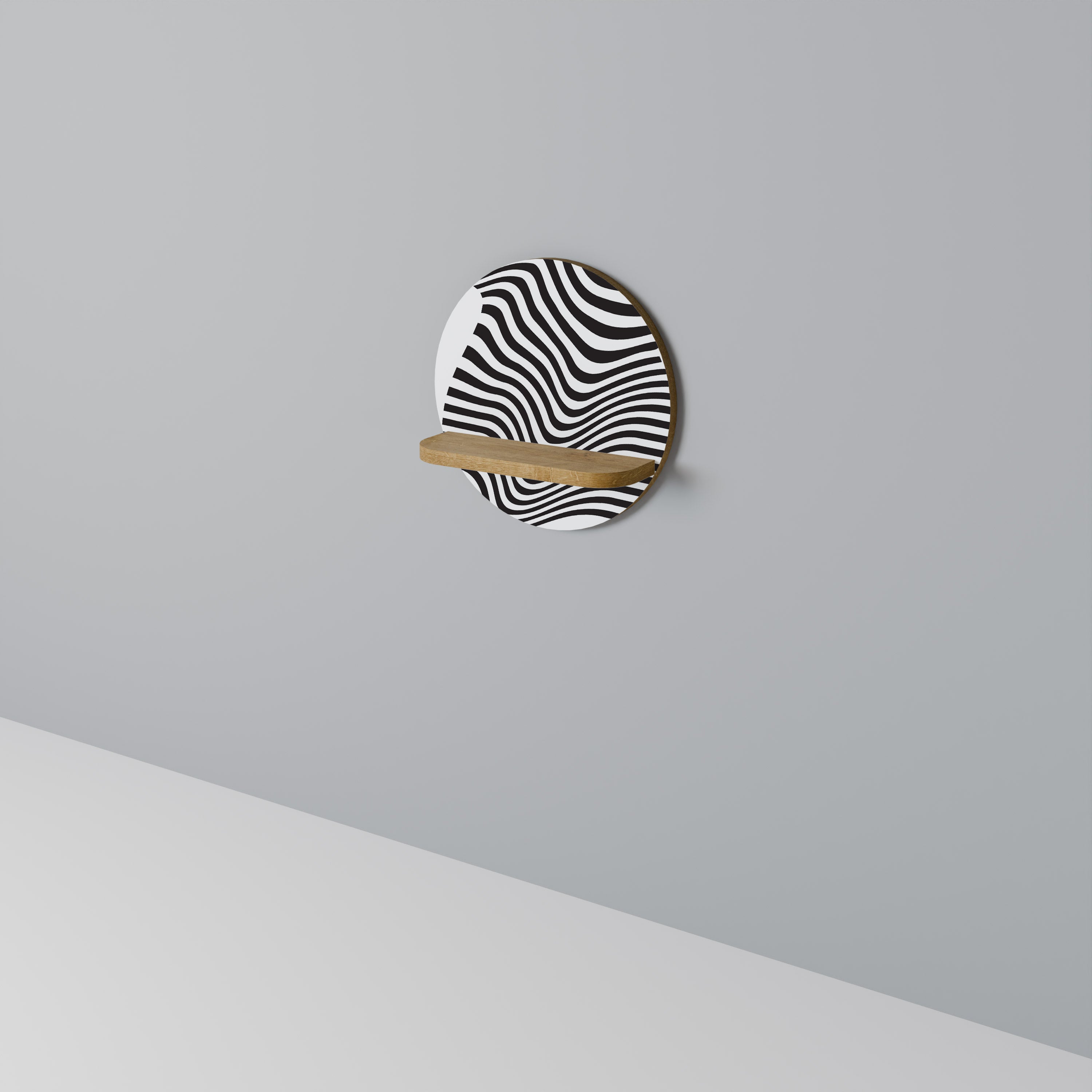 ILLUSIONARY FLOW Prateleira Redonda Decorativa em Efeito Carvalho