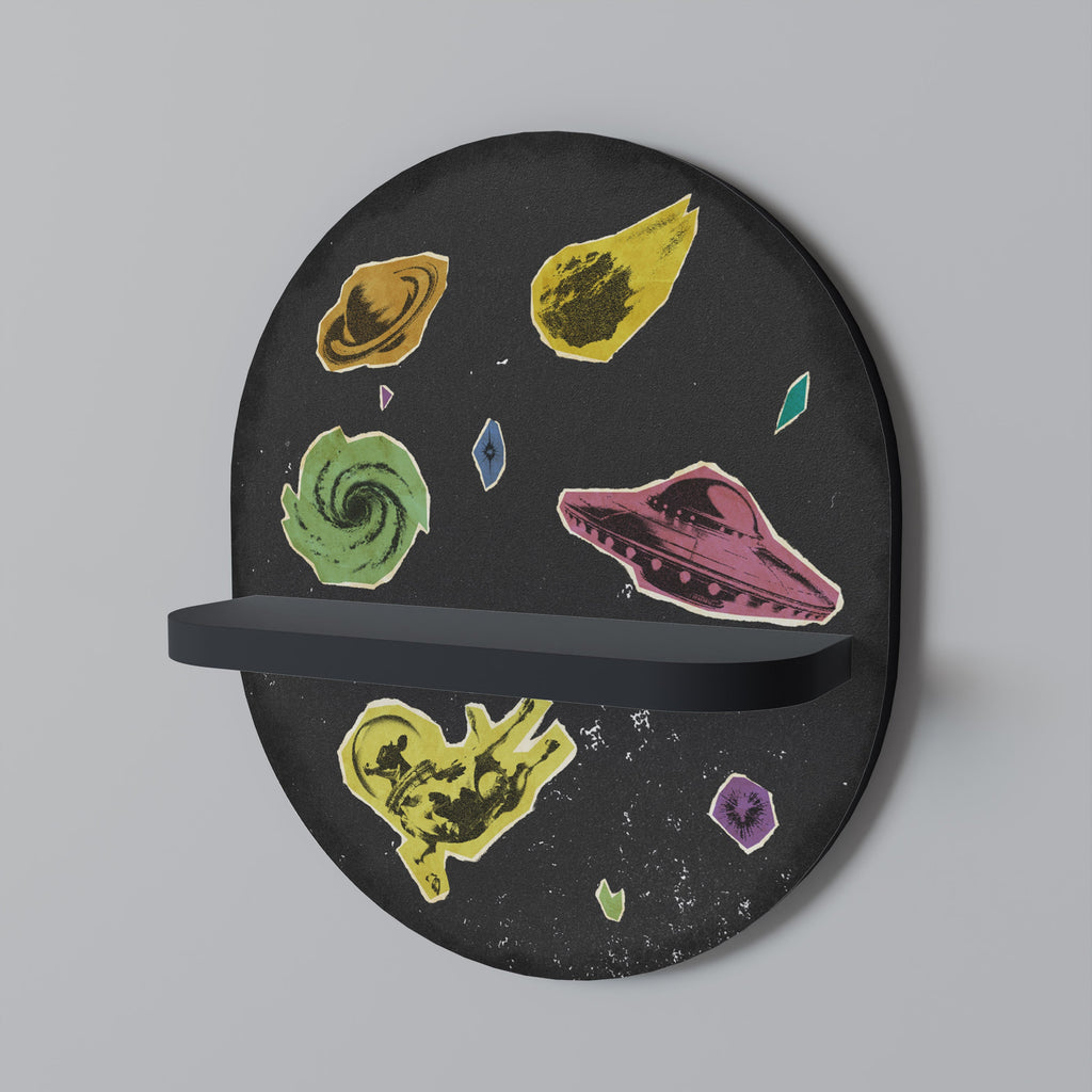 GALAXY MORSEL Prateleira Oval Decorativa em Acabamento Preto