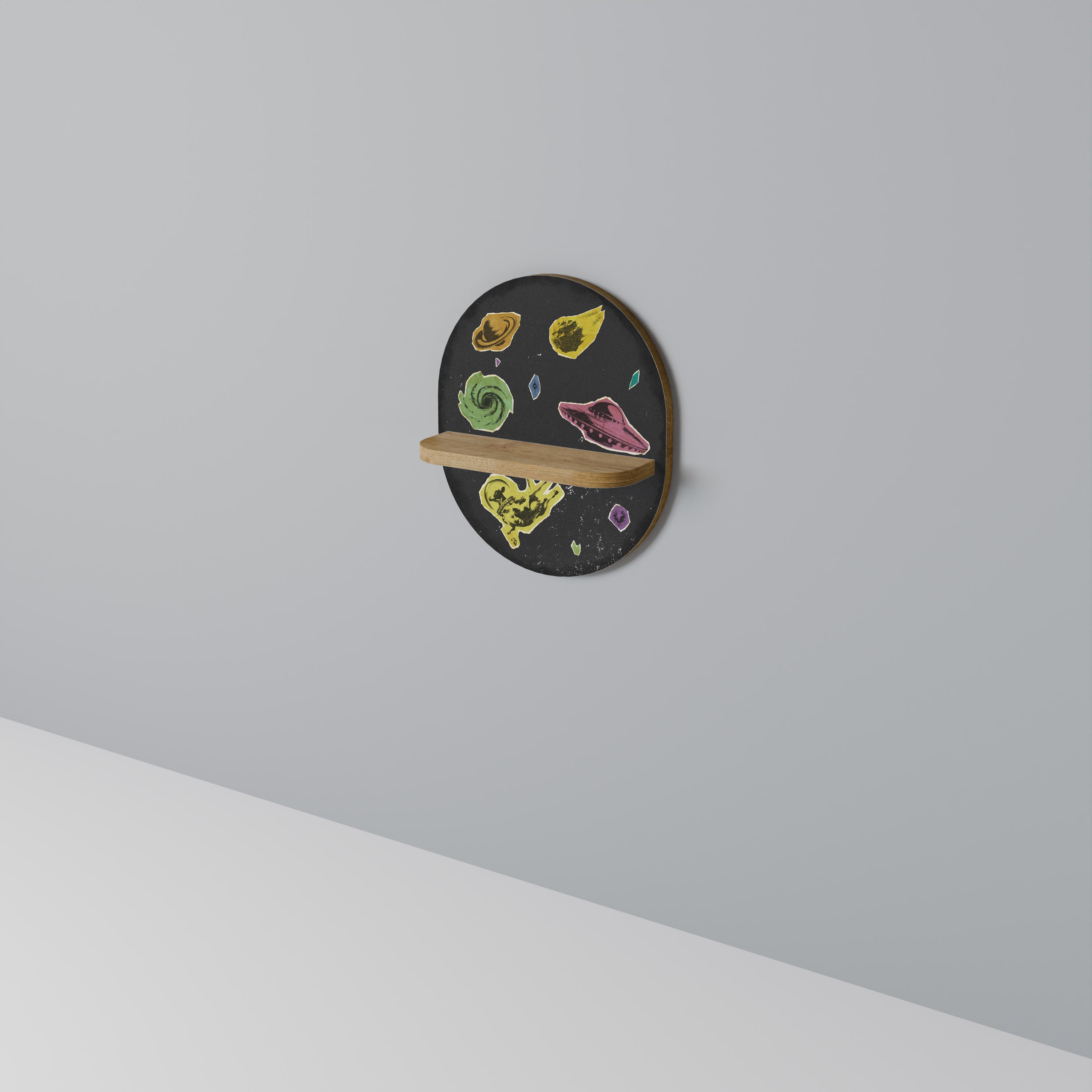 GALAXY MORSEL Prateleira Oval Decorativa em Efeito Carvalho