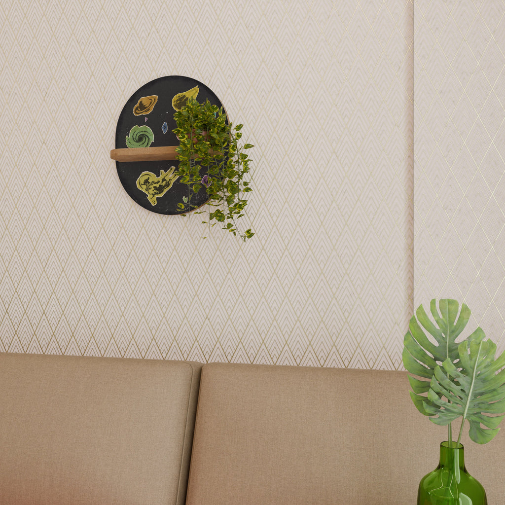 GALAXY MORSEL Prateleira Oval Decorativa em Efeito Carvalho