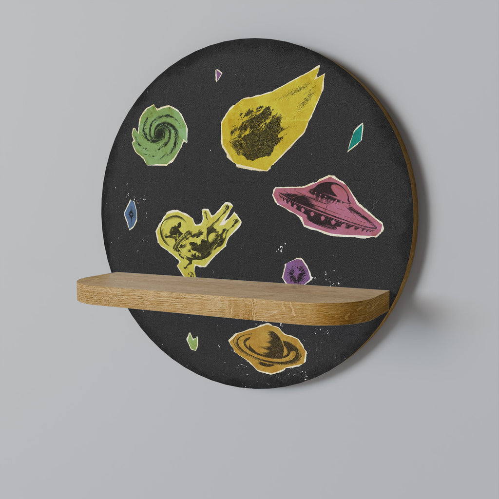 GALAXY MORSEL Prateleira Redonda Decorativa em Efeito Carvalho