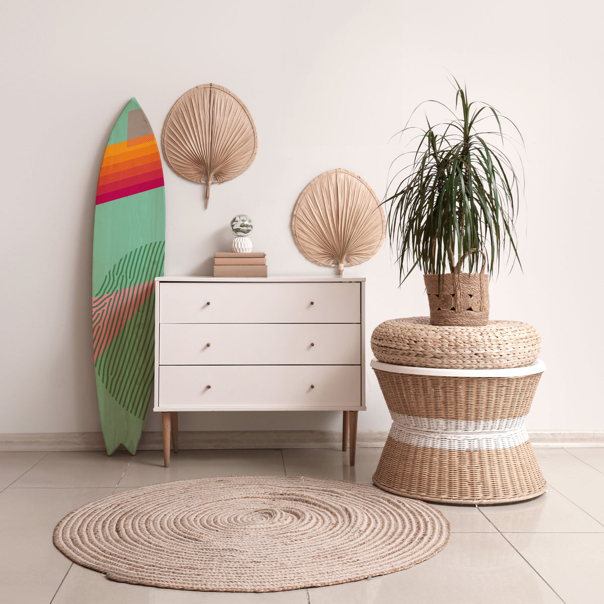 DAILY RADIANCE Painel Decorativo Prancha de Surf