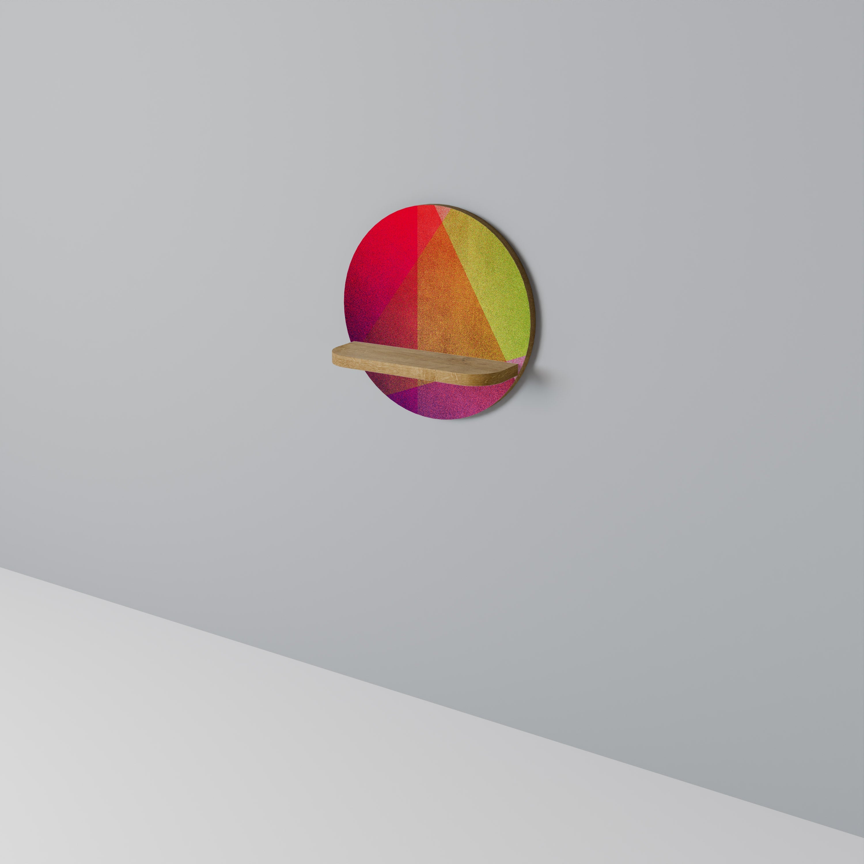 VIVID GEOMETRY Prateleira Redonda Decorativa em Efeito Carvalho