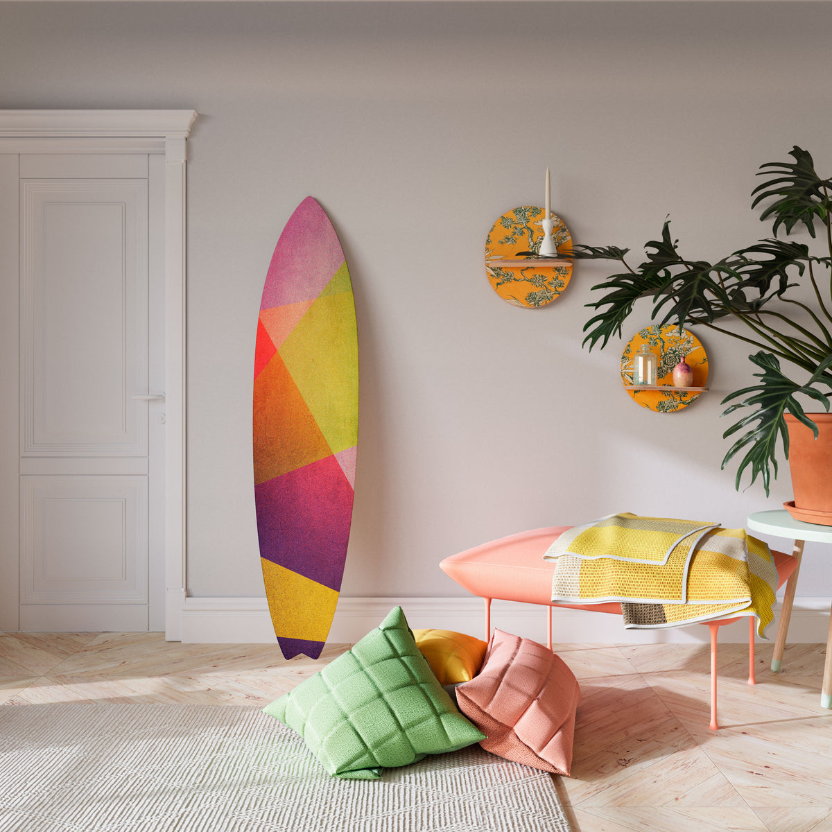 VIVID GEOMETRY Painel Decorativo Prancha de Surf