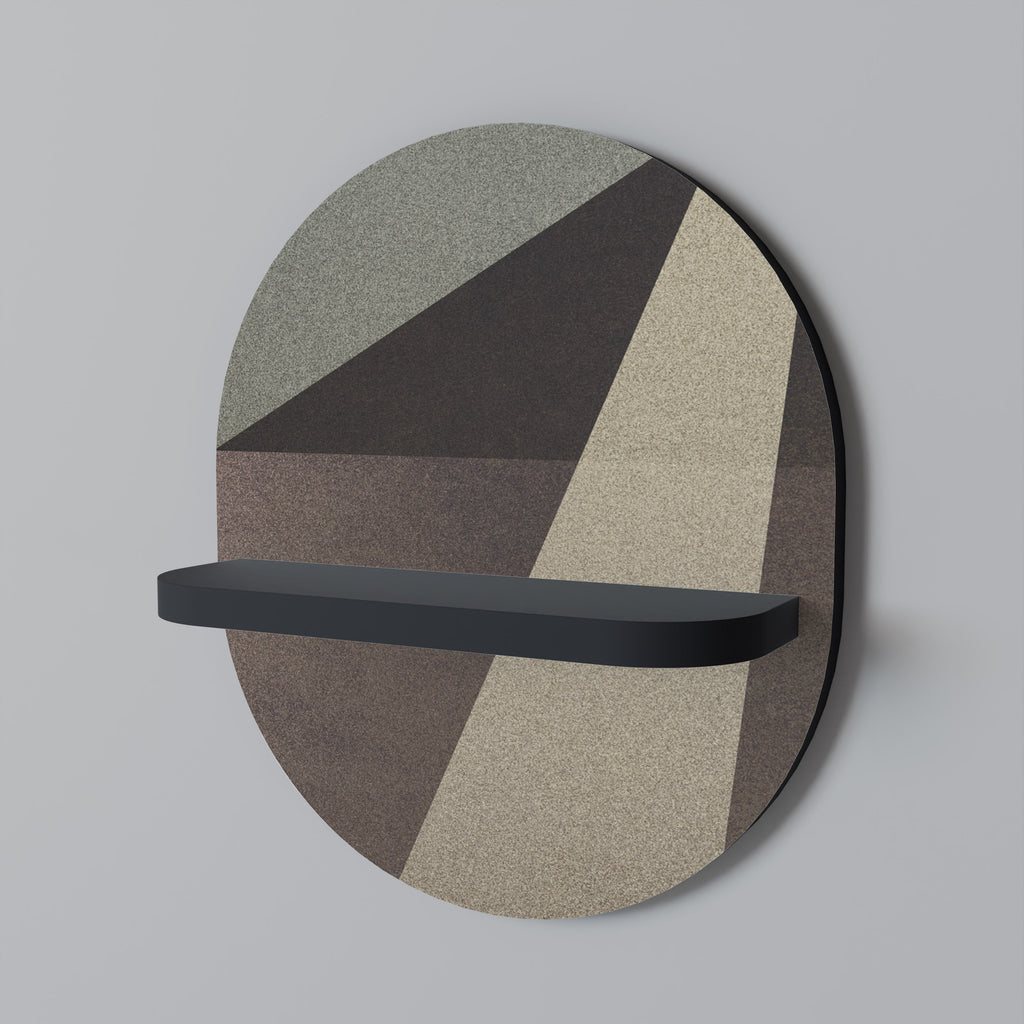 BEIGE GEOMETRY Prateleira Oval Decorativa em Acabamento Preto