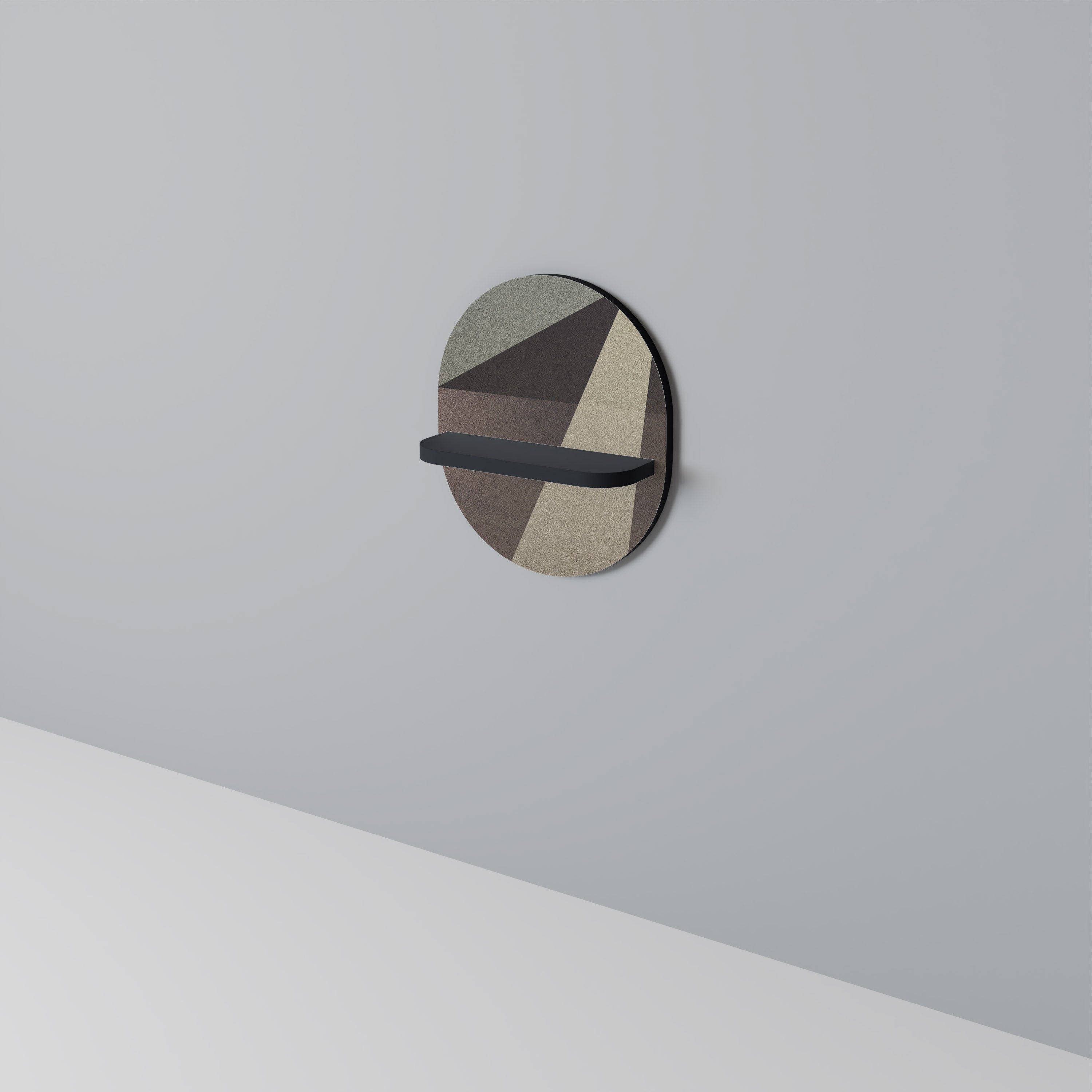 BEIGE GEOMETRY Prateleira Oval Decorativa em Acabamento Preto