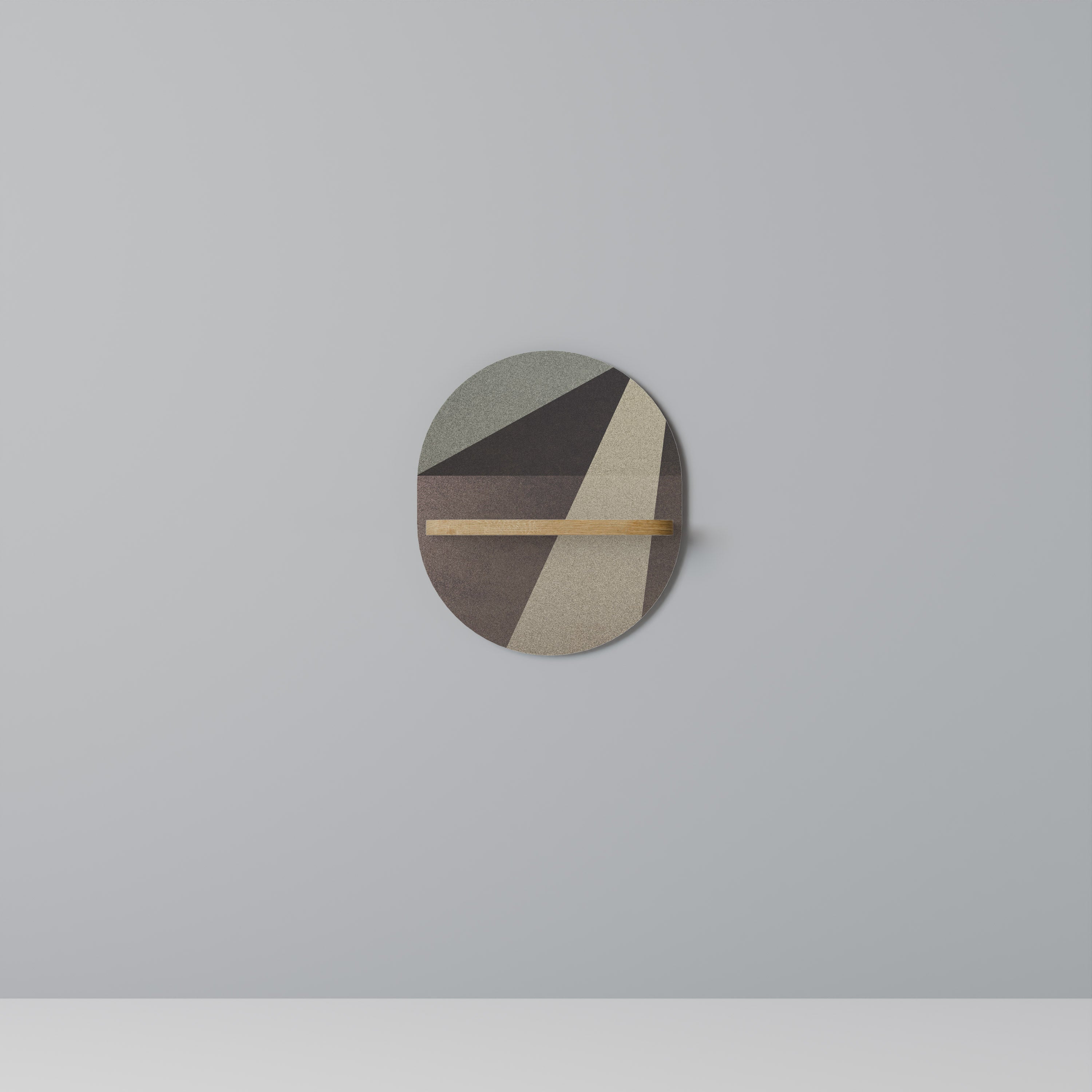 BEIGE GEOMETRY Prateleira Oval Decorativa em Efeito Carvalho