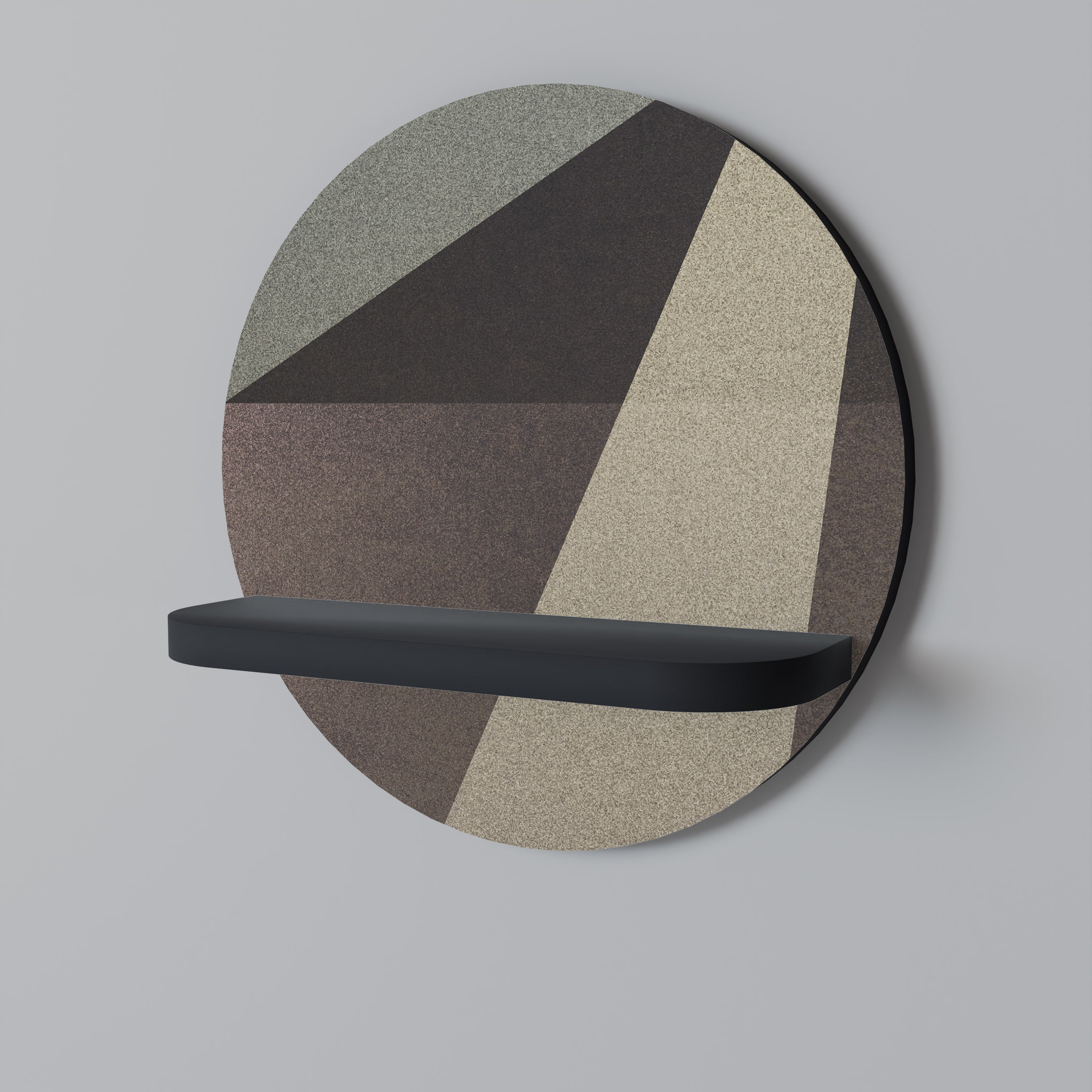 BEIGE GEOMETRY Prateleira Redonda Decorativa em Acabamento Preto