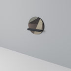 BEIGE GEOMETRY Round Art Shelf In Black Finish
