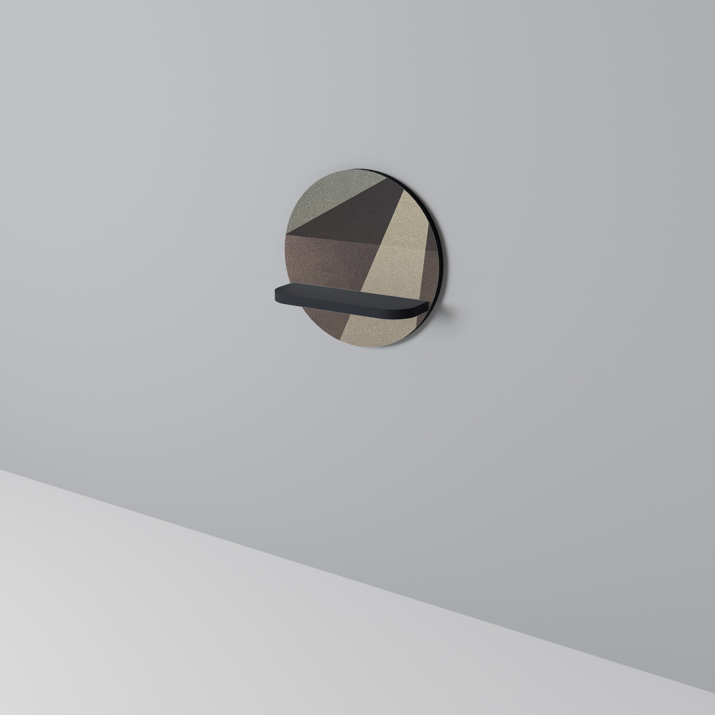 BEIGE GEOMETRY Prateleira Redonda Decorativa em Acabamento Preto