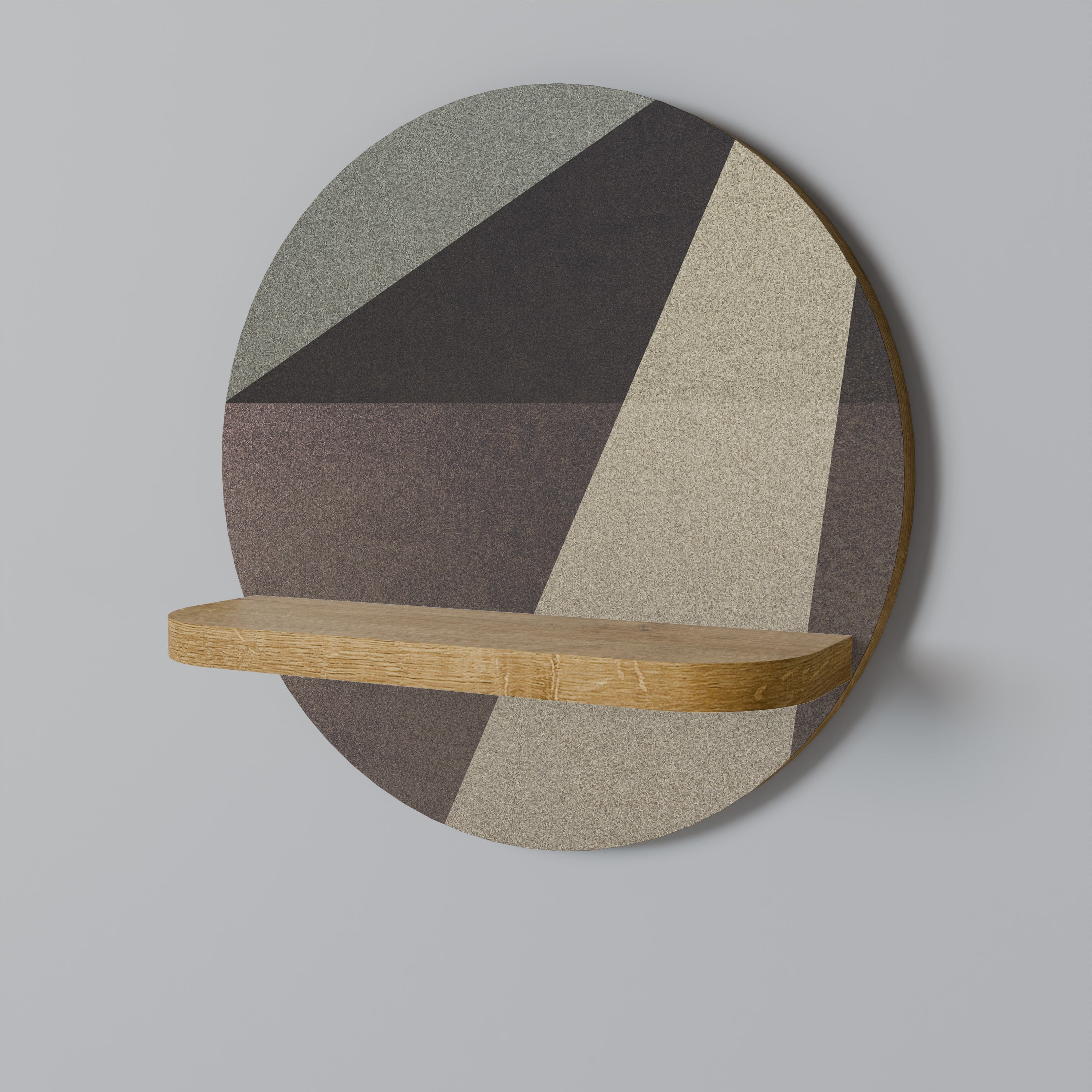 BEIGE GEOMETRY Prateleira Redonda Decorativa em Efeito Carvalho