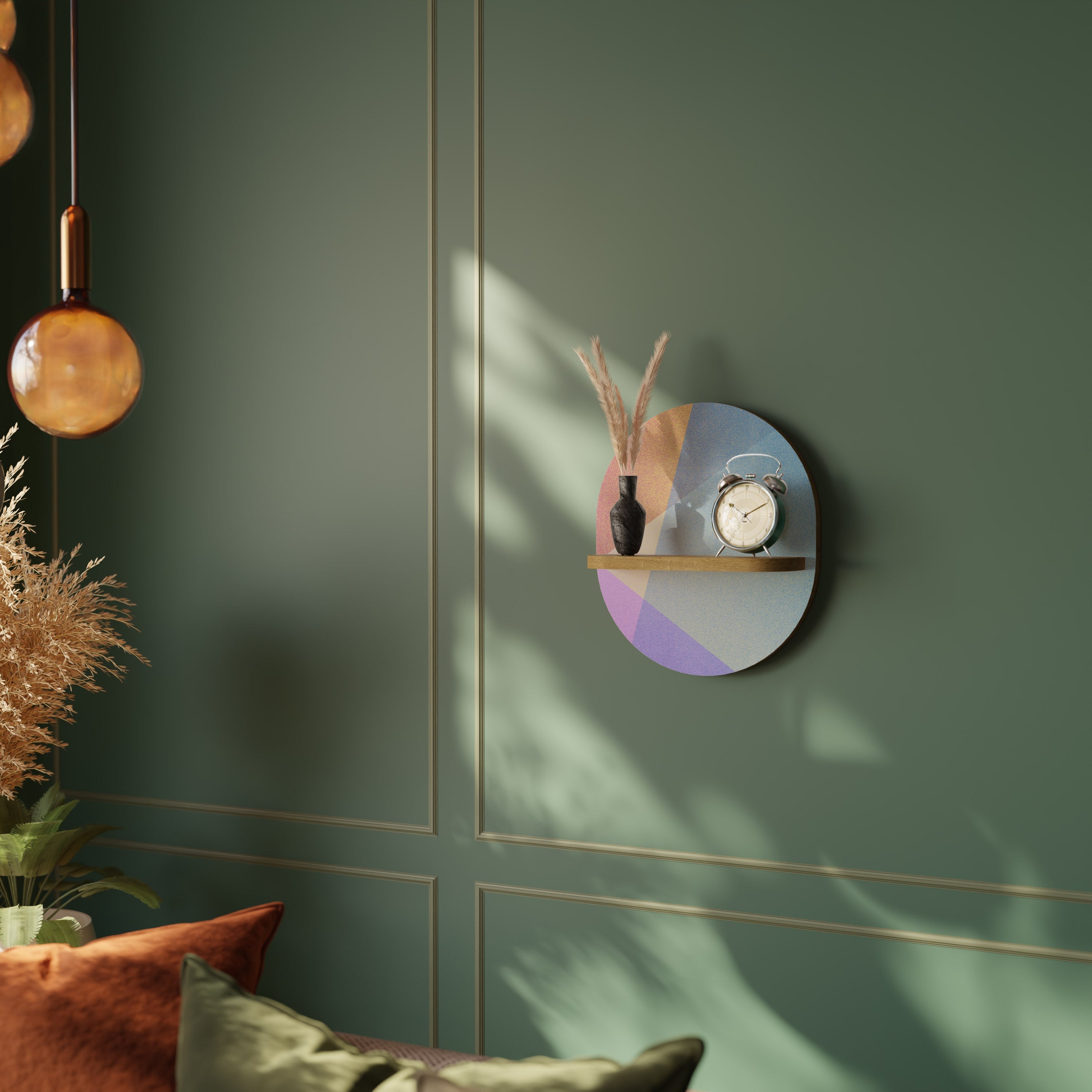 BRIGHT GEOMETRY Prateleira Oval Decorativa em Efeito Carvalho