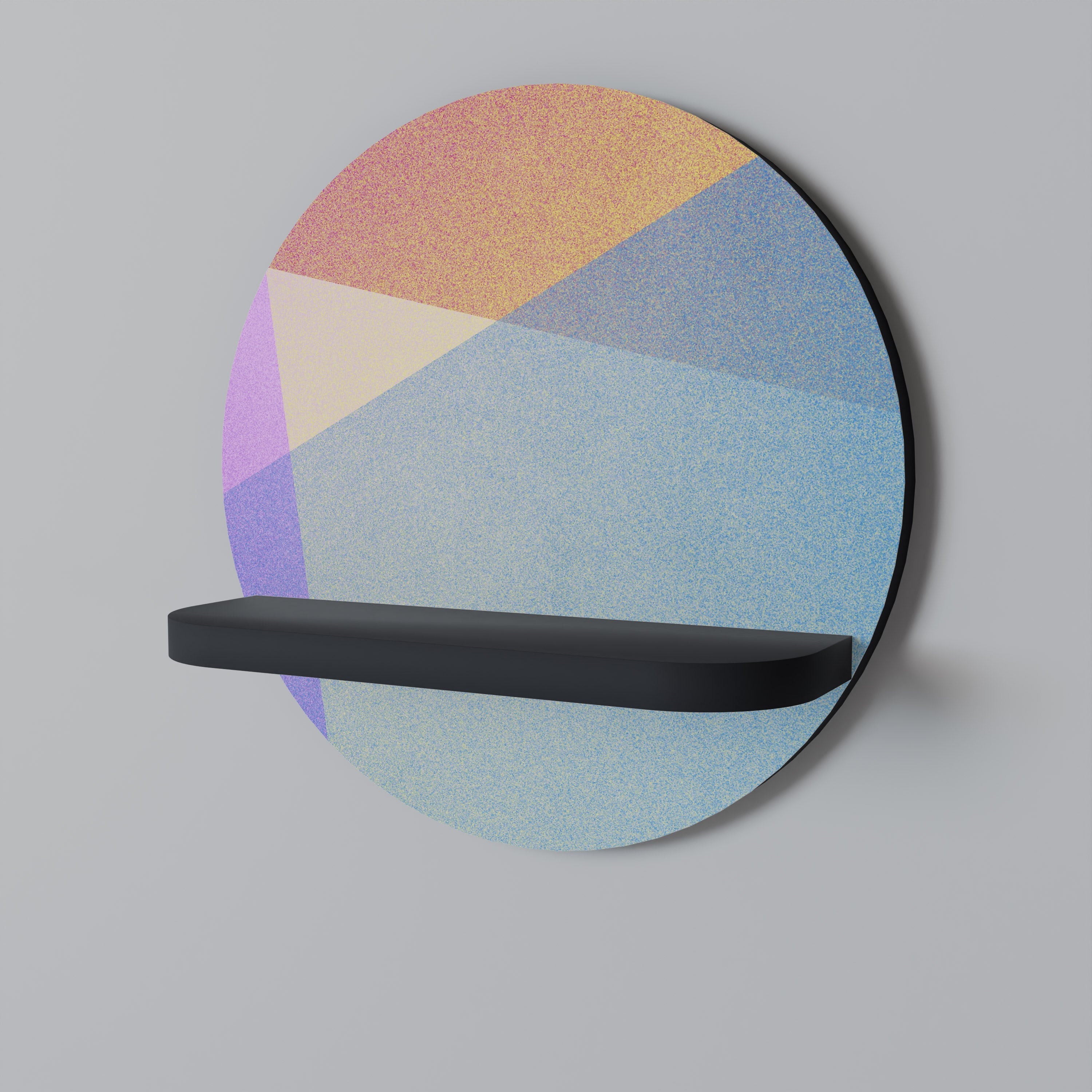 BRIGHT GEOMETRY Prateleira Redonda Decorativa em Acabamento Preto