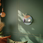 BRIGHT GEOMETRY Round Art Shelf In Black Finish