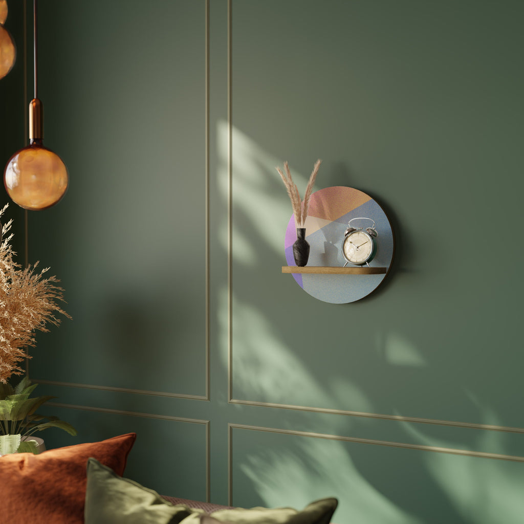 BRIGHT GEOMETRY Prateleira Redonda Decorativa em Efeito Carvalho