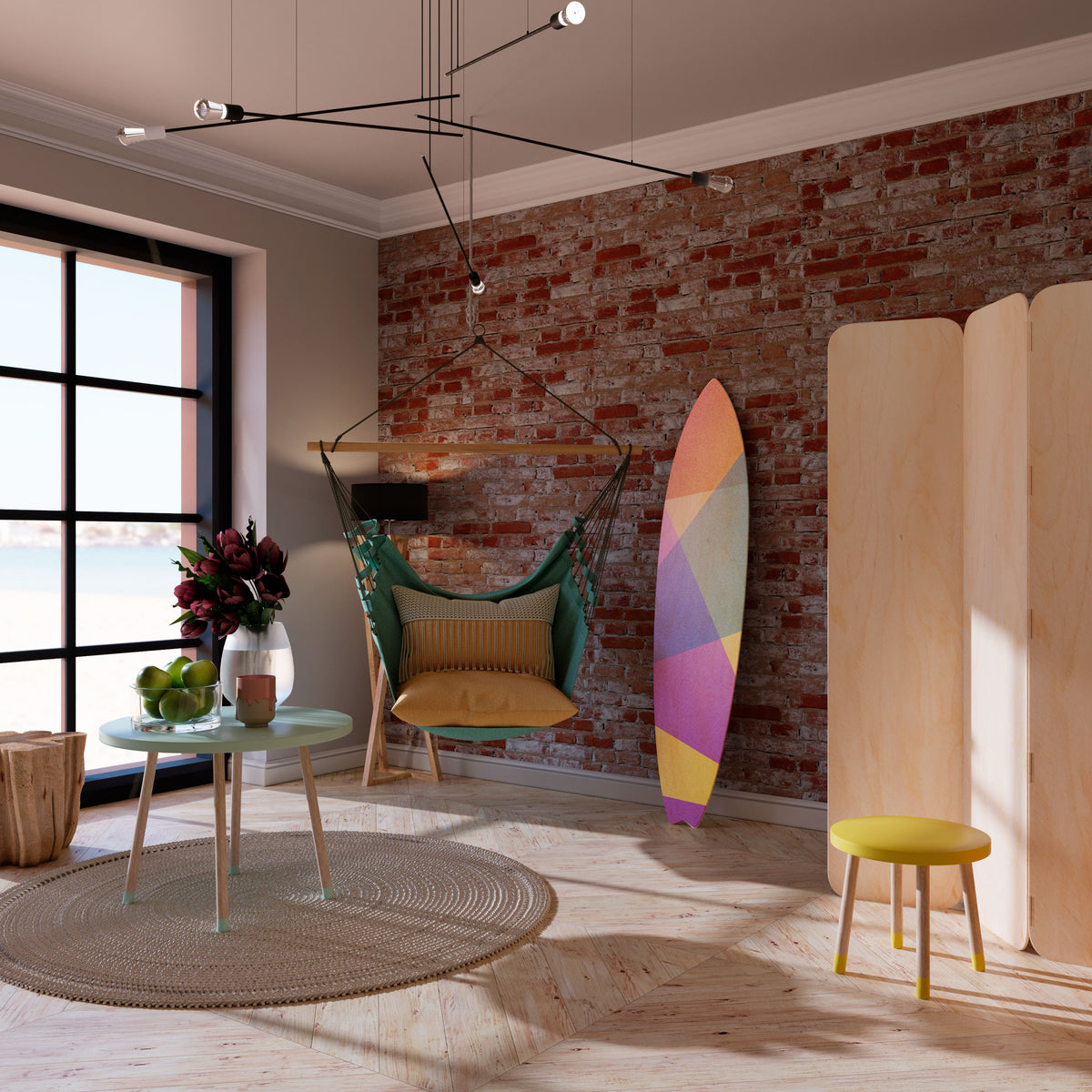 BRIGHT GEOMETRY Painel Decorativo Prancha de Surf