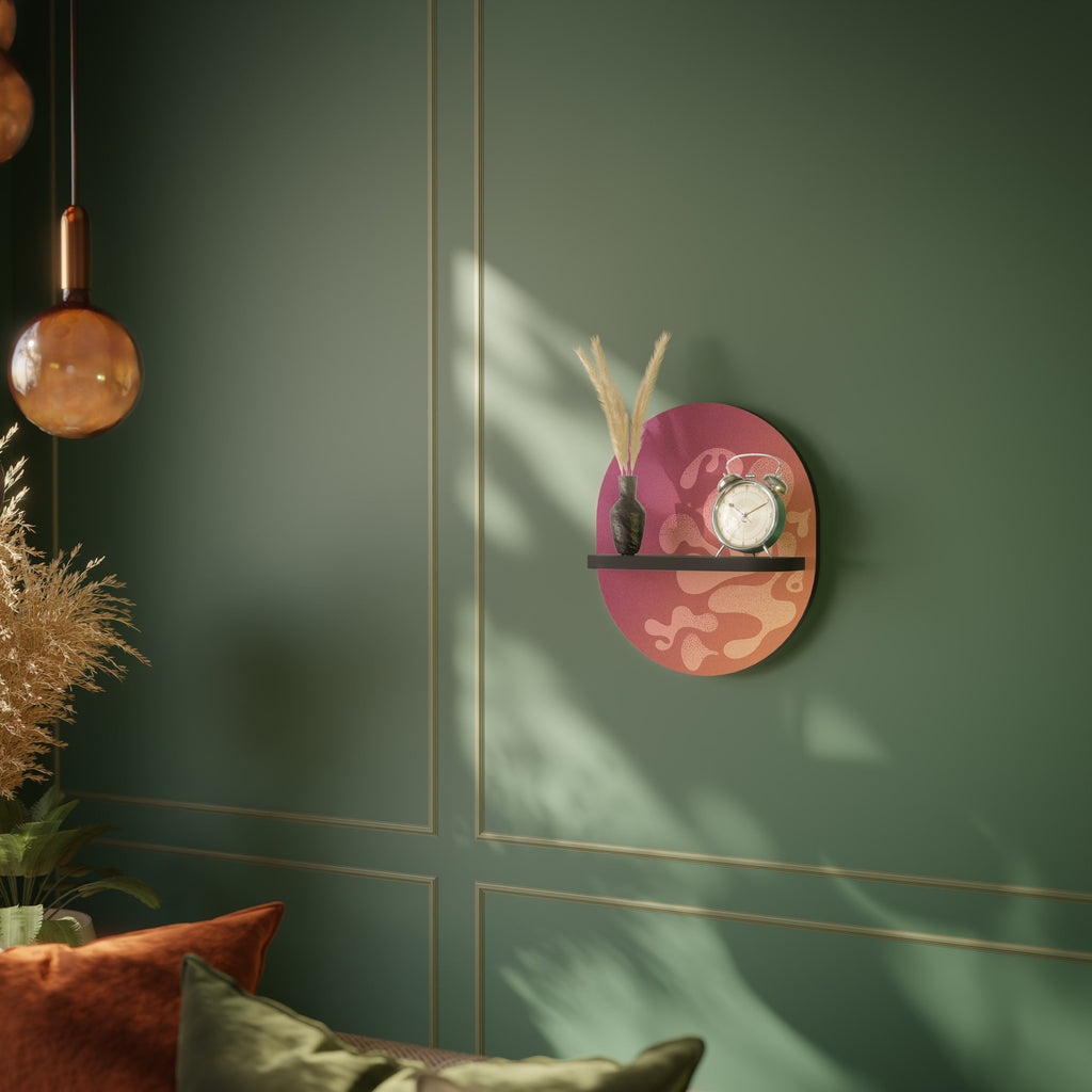 IRREGULAR PINK Prateleira Oval Decorativa em Acabamento Preto